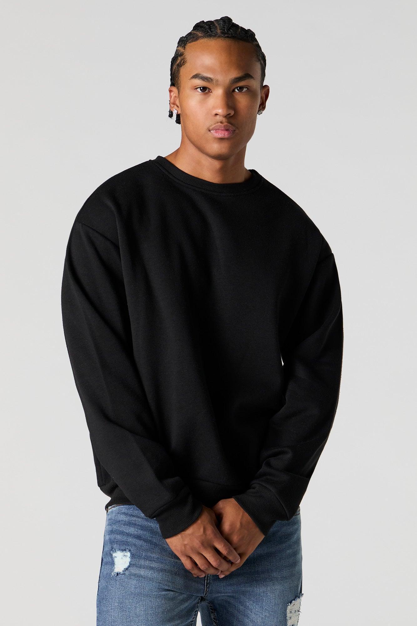 Solid Fleece Crewneck Sweatshirt Male Product Image