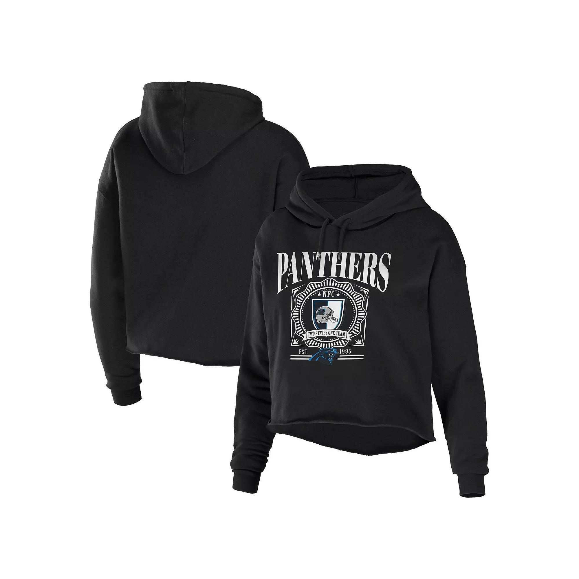 Women's WEAR by Erin Andrews Black Los Angeles Rams Cropped Sponge Fleece Pullover Hoodie, Size: Small Product Image