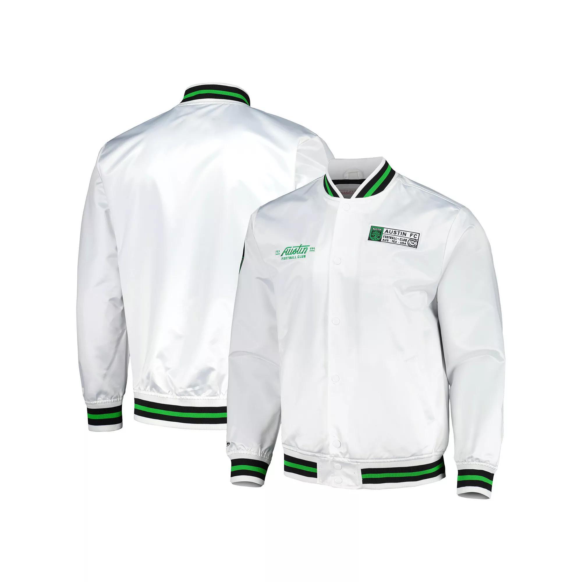 Men's Mitchell & Ness  White Austin FC City Full-Snap Satin Jacket, Size: XL, Afc White Product Image