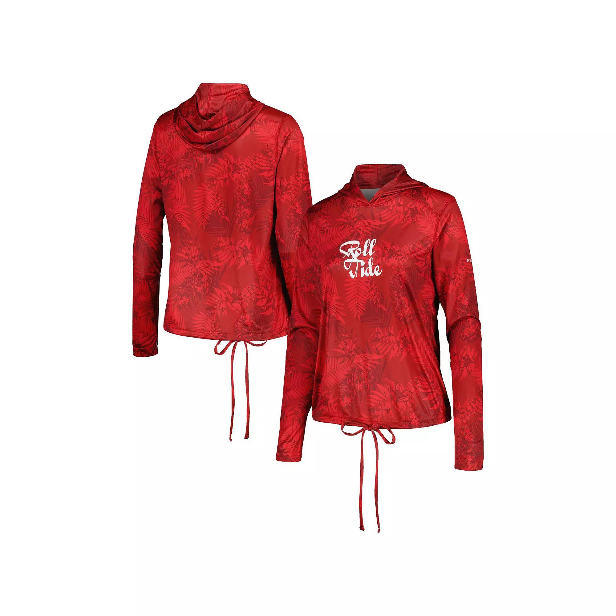 Women's Columbia  Crimson Alabama Crimson Tide Summerdry Printed Long Sleeve Hoodie T-Shirt, Size: XL, Red Product Image