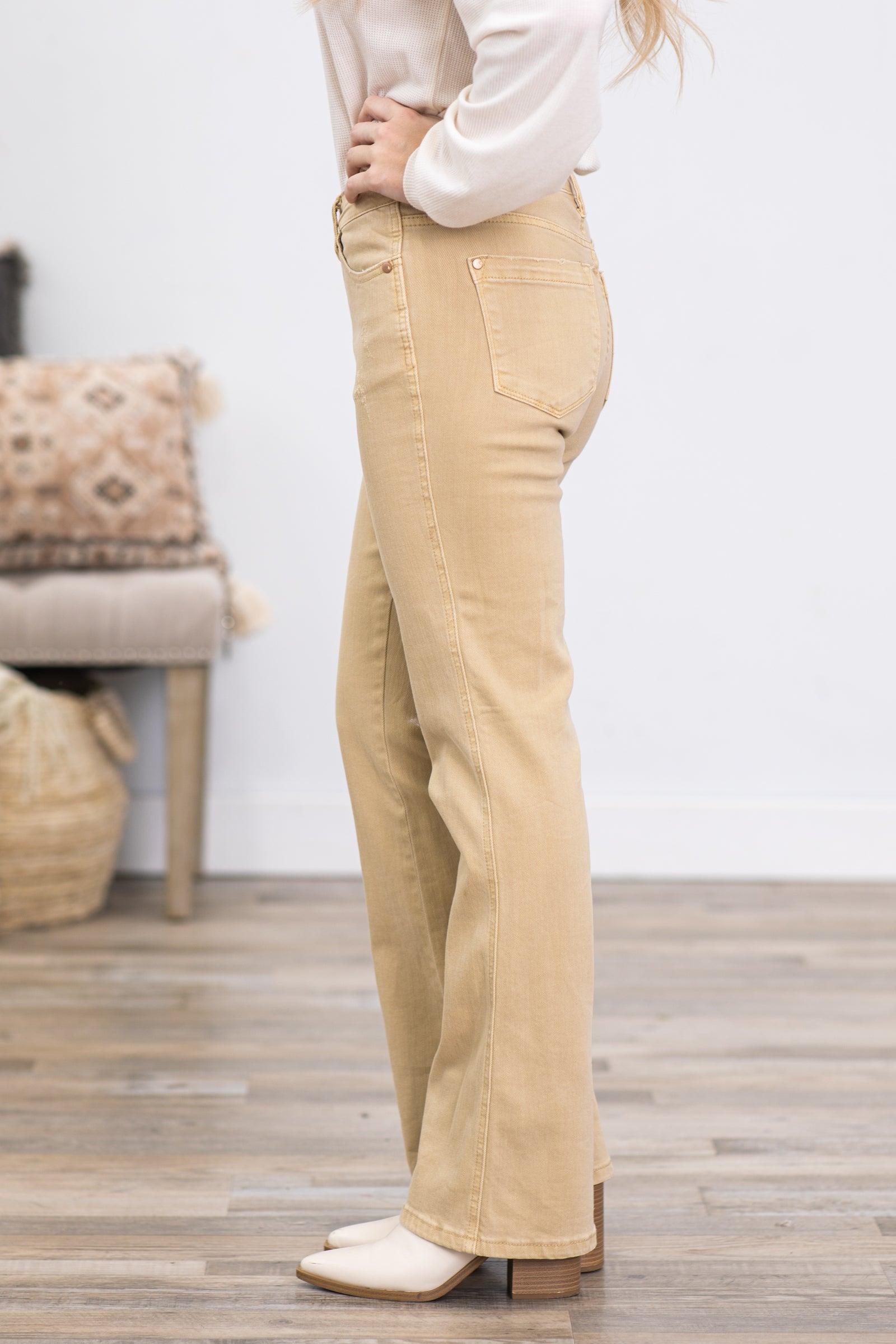 Judy Blue Khaki Garment Dyed Bootcut Jeans Product Image