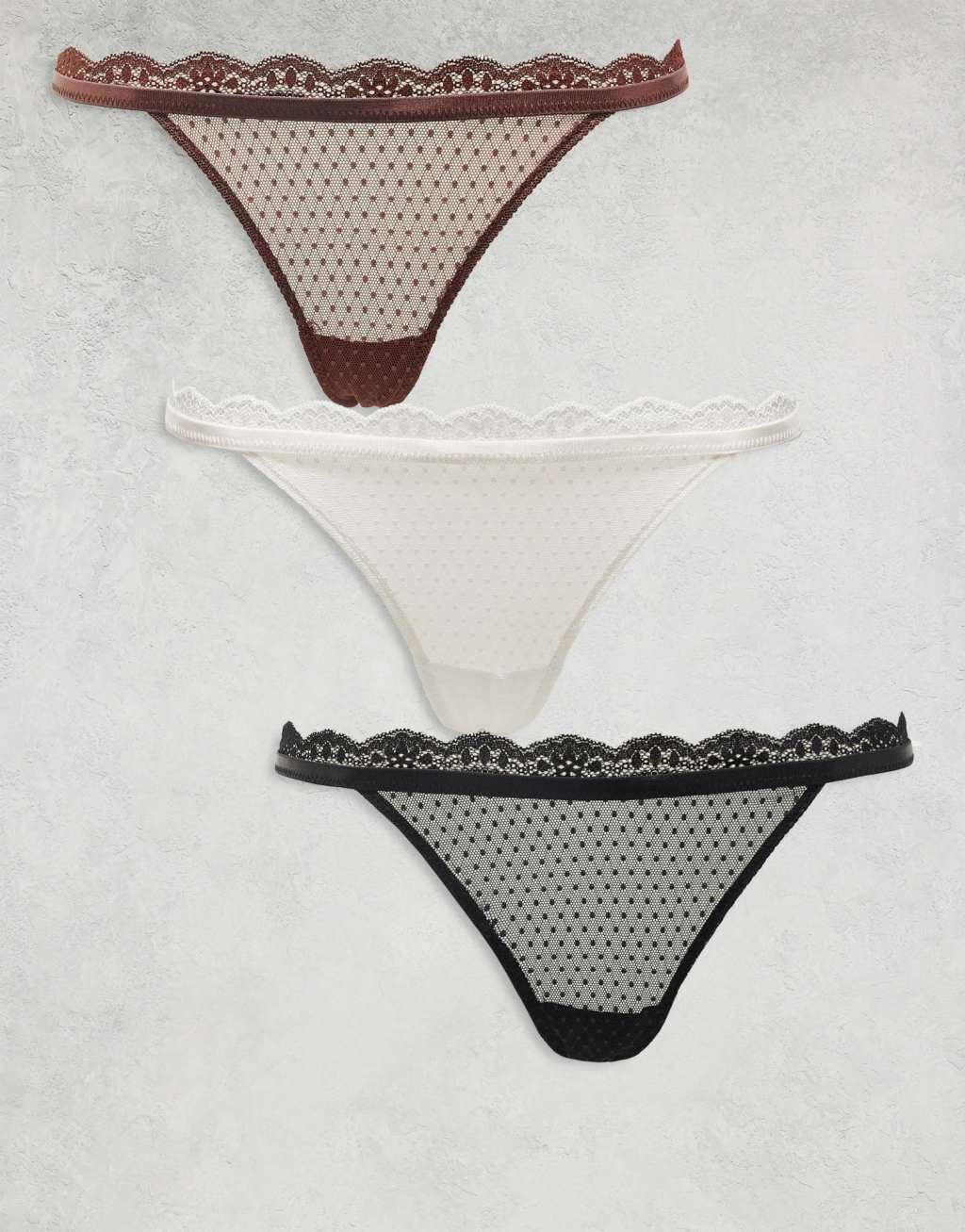 Free People midweek lace brief 3 pack in multi Product Image
