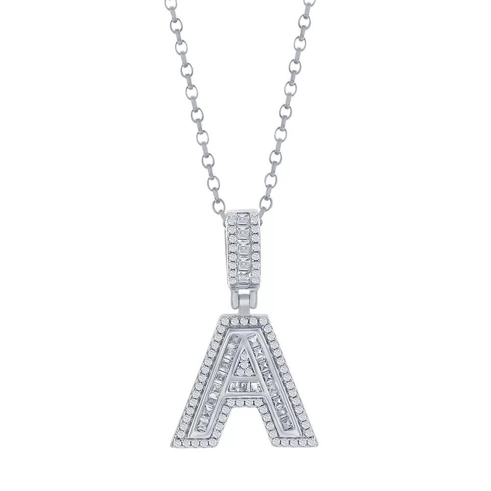 Argento Bella Sterling Silver Cubic Zirconia Initial Pendant Necklace, Women's, Size: 18", Sterling A Product Image