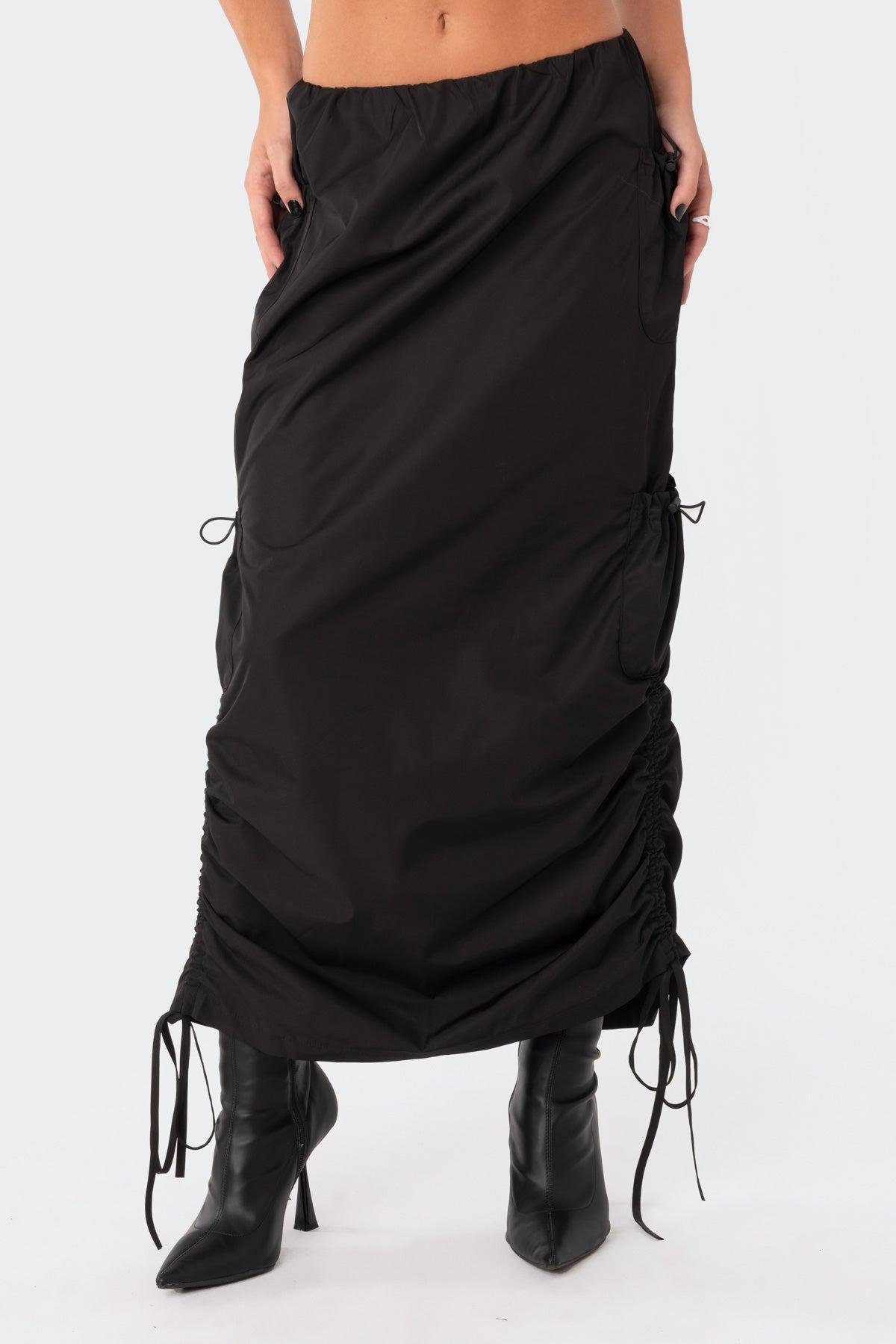 Low-Rise Slitted  Nylon Maxi Skirt Product Image