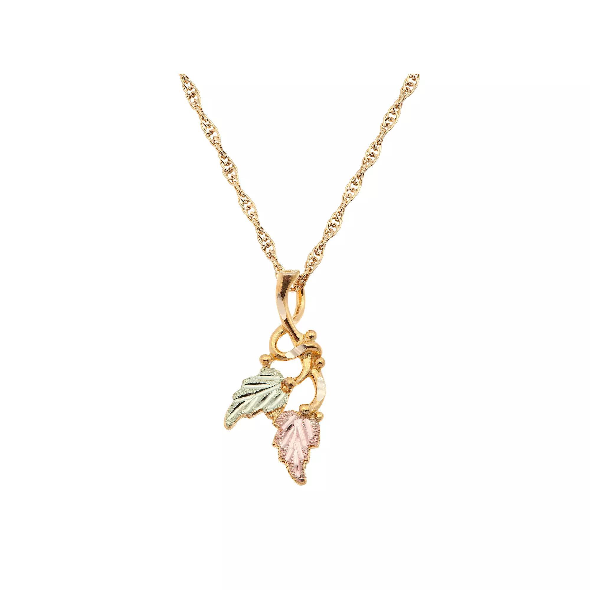 Black Hills Gold Tri Tone Leaf Pendant Necklace, Women's, Size: 18", 10k Gold Product Image