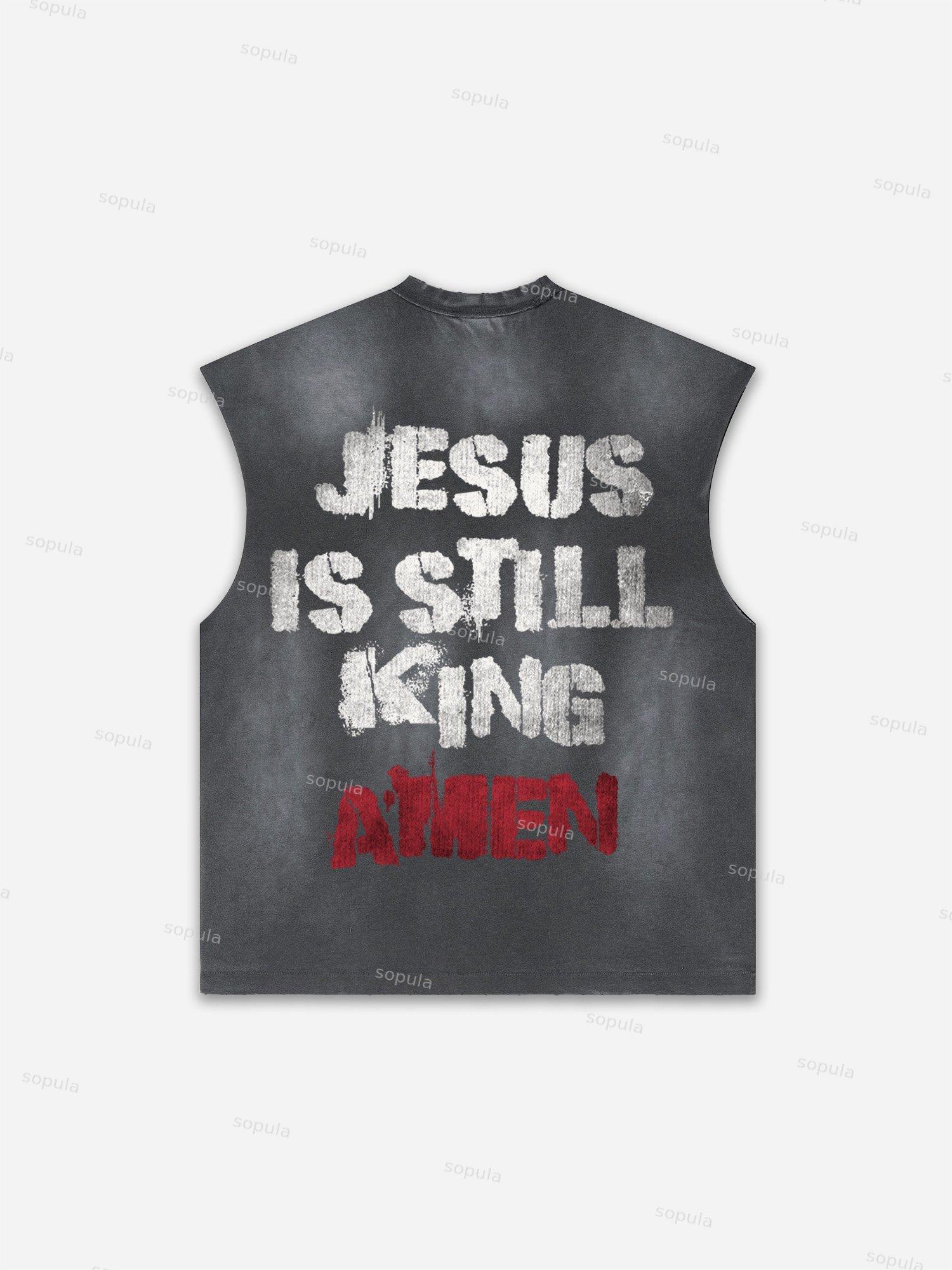 Western Eagle Graphic Men's Washed Tank Top Sleeveless Shirts Product Image
