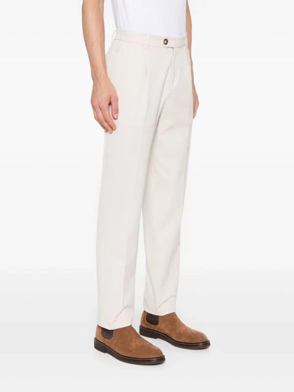 BRUNELLO CUCINELLI Cotton Chino Trousers In Blanco Product Image