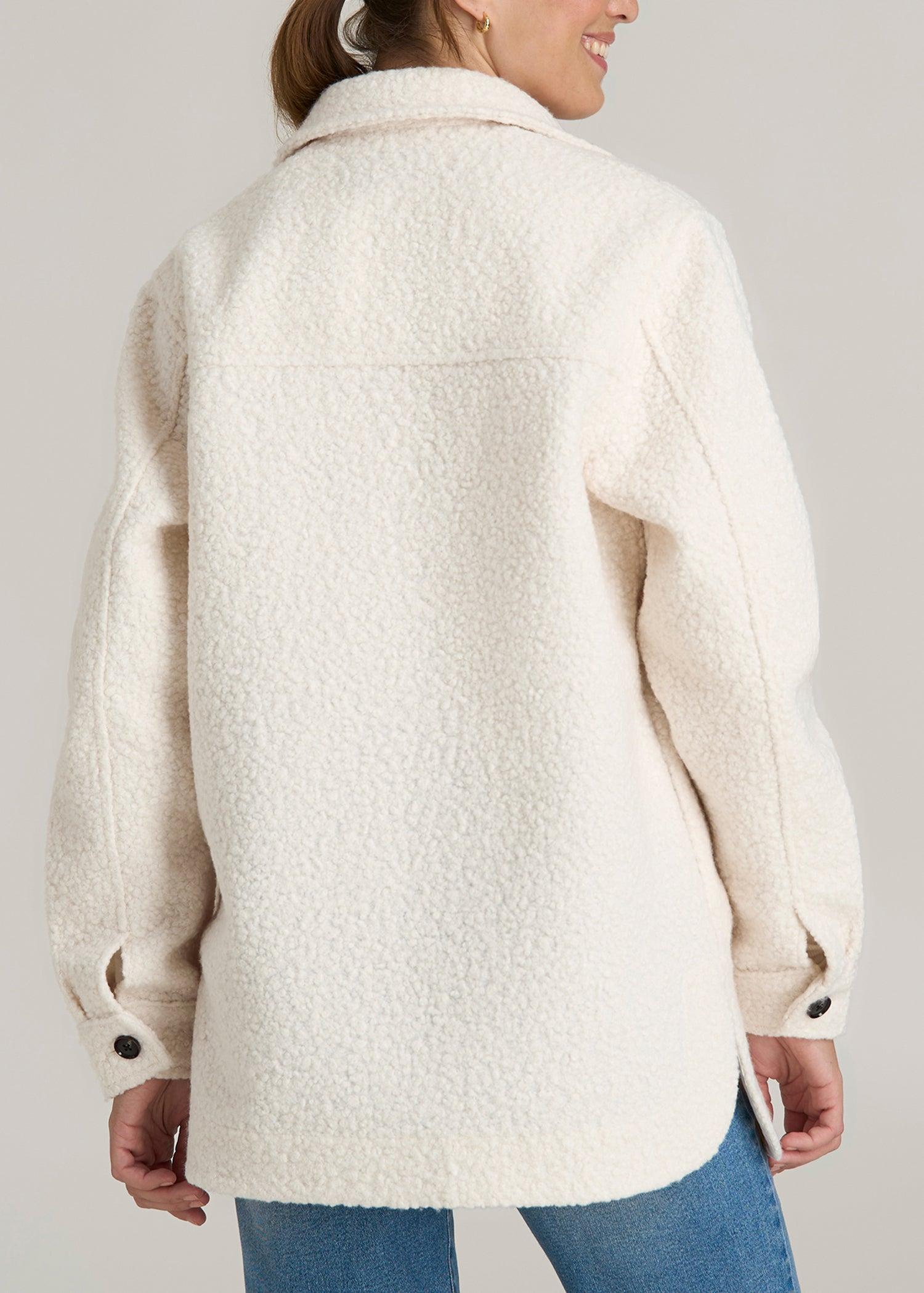 Relaxed Boucle Tall Women's Shacket in Winter White Product Image