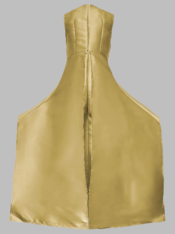Sleeveless Wrap Falbala Layered Solid Color Zipper Round-Neck Jumpsuits Product Image