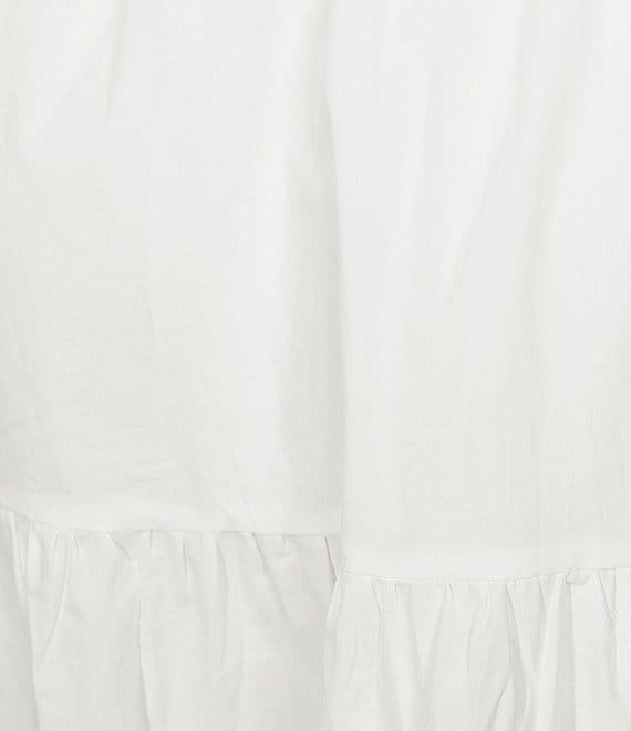 Skies Are Blue Poplin High Waist Tier Midi Skirt Product Image