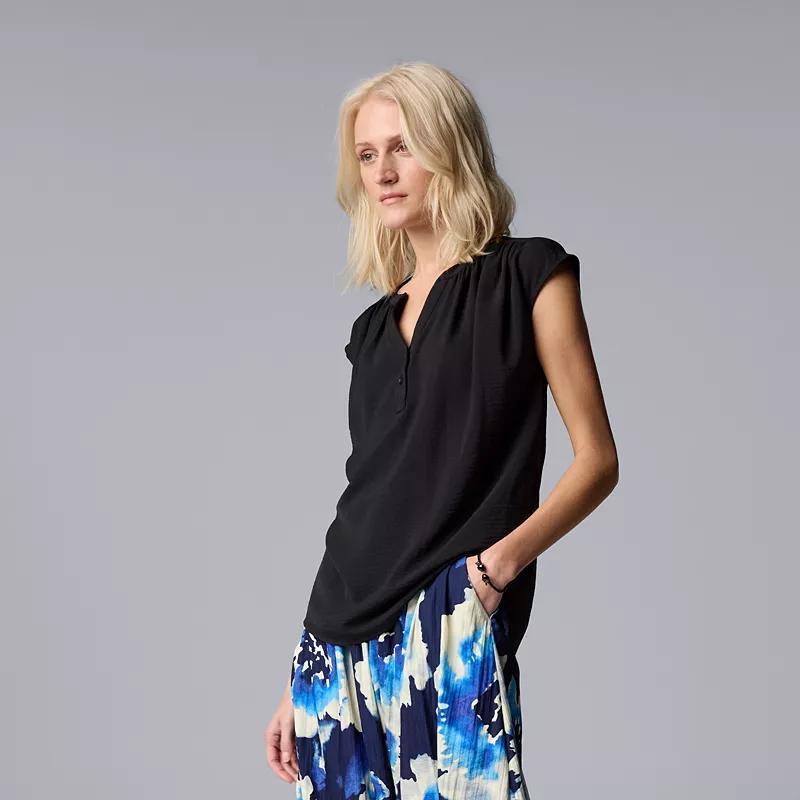 Petite Simply Vera Vera Wang Short Sleeve Dolman Popover Top, Womens Product Image