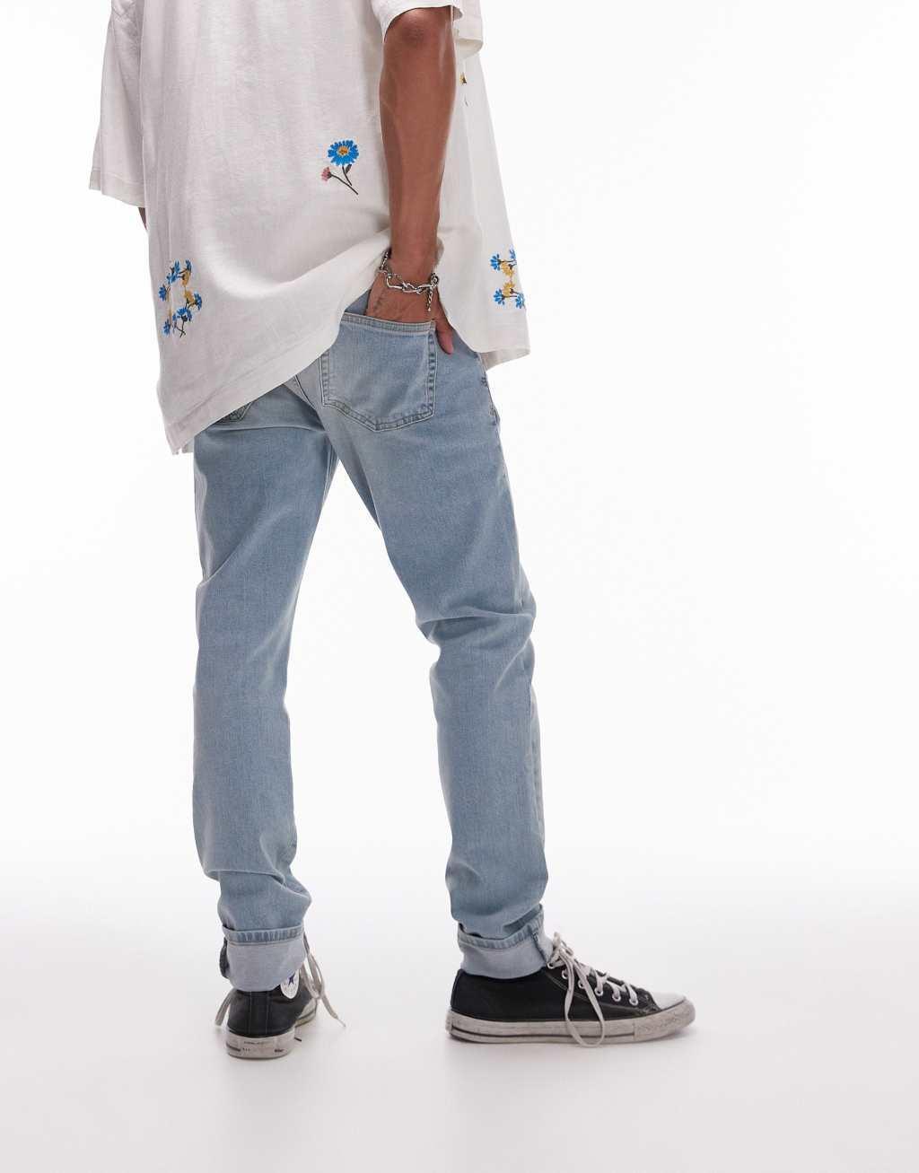 Topman skinny jeans in tinted summer blue light wash Product Image