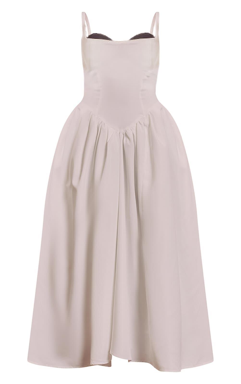 White Longline Corset Contrast Cup Detail Midaxi Dress Product Image