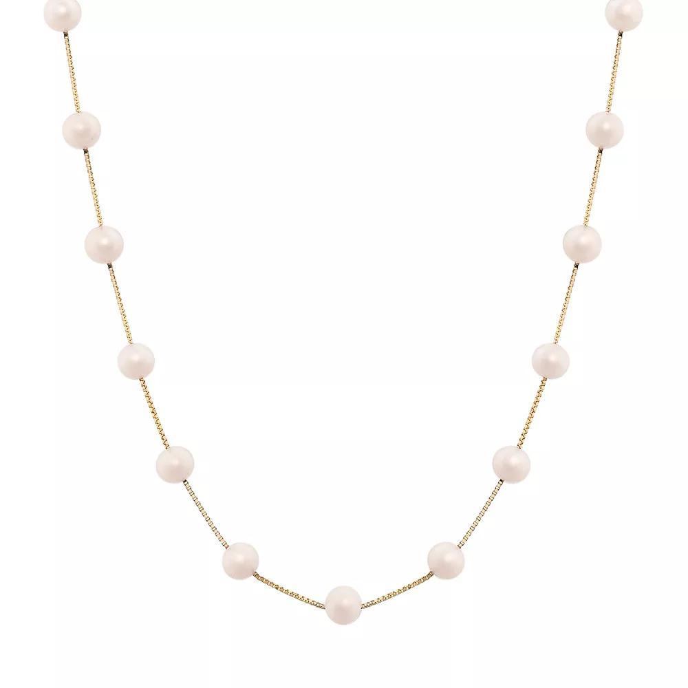 14k Gold Dyed Pink Freshwater Cultured Pearl Station Necklace, Women's, Size: 17" Product Image