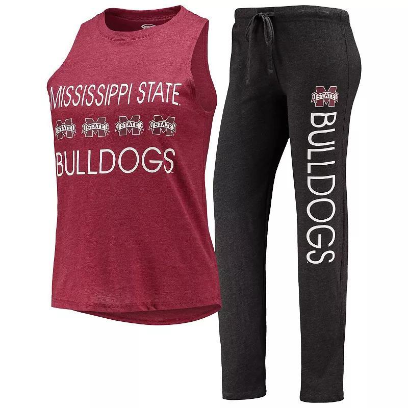 Women's Concepts Sport Black/Maroon Mississippi State Bulldogs Tank Top & Pants Sleep Set, Size: XL, Mst Black Product Image