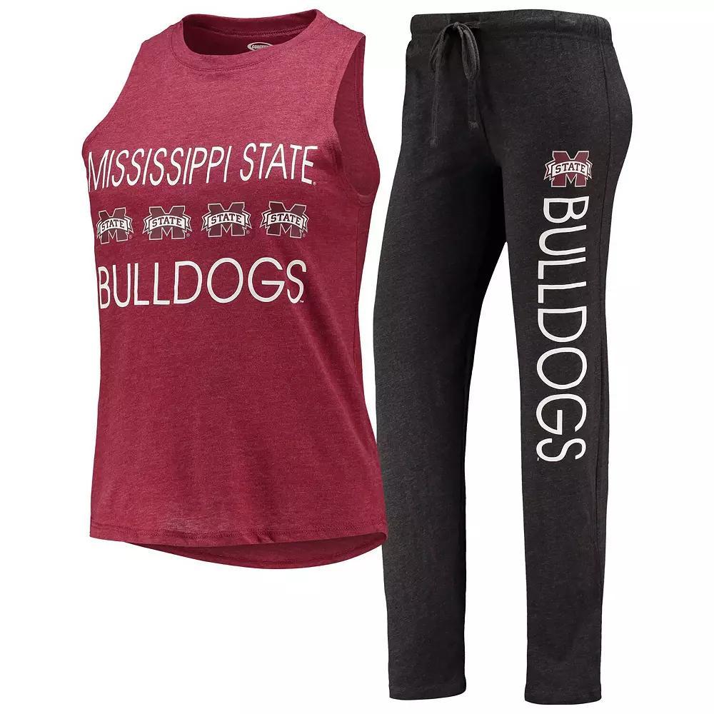Women's Concepts Sport Black/Maroon Mississippi State Bulldogs Tank Top & Pants Sleep Set, Size: XL, Mst Black Product Image