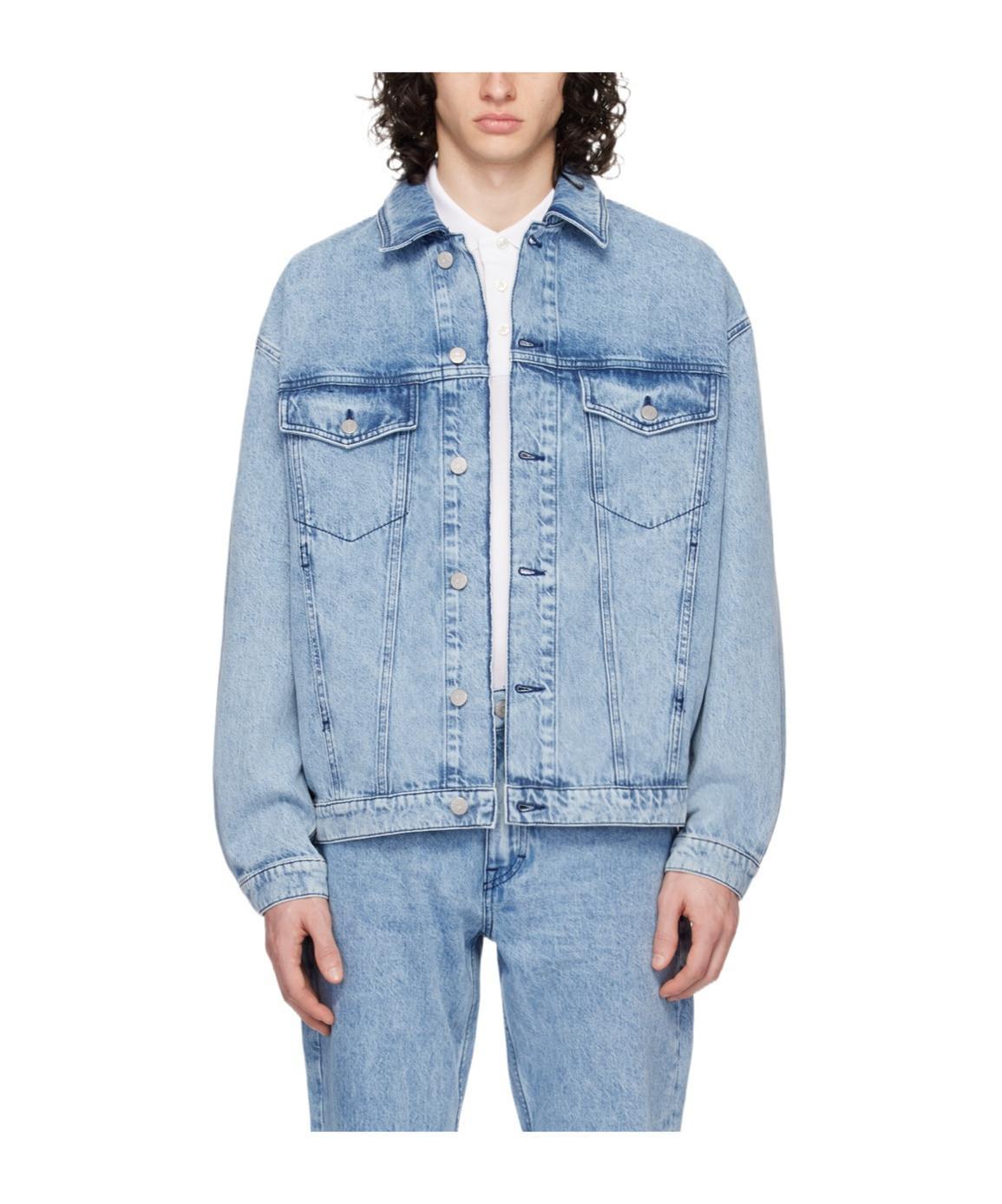 HUGO BOSS Lapel Long-sleeved Denim Jacket In Blue Product Image
