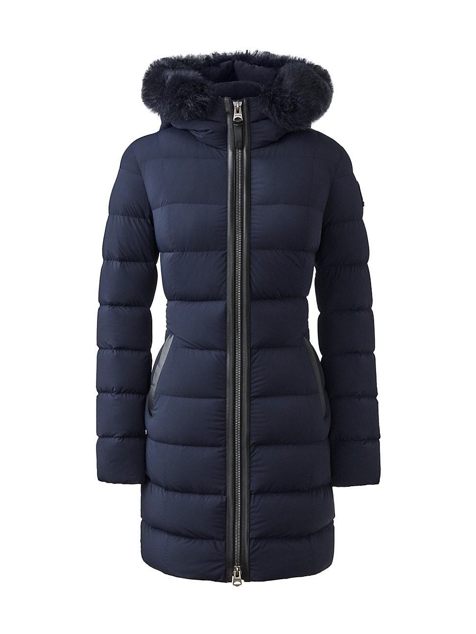 Womens Calla Shearling-Embellished Down Coat Product Image