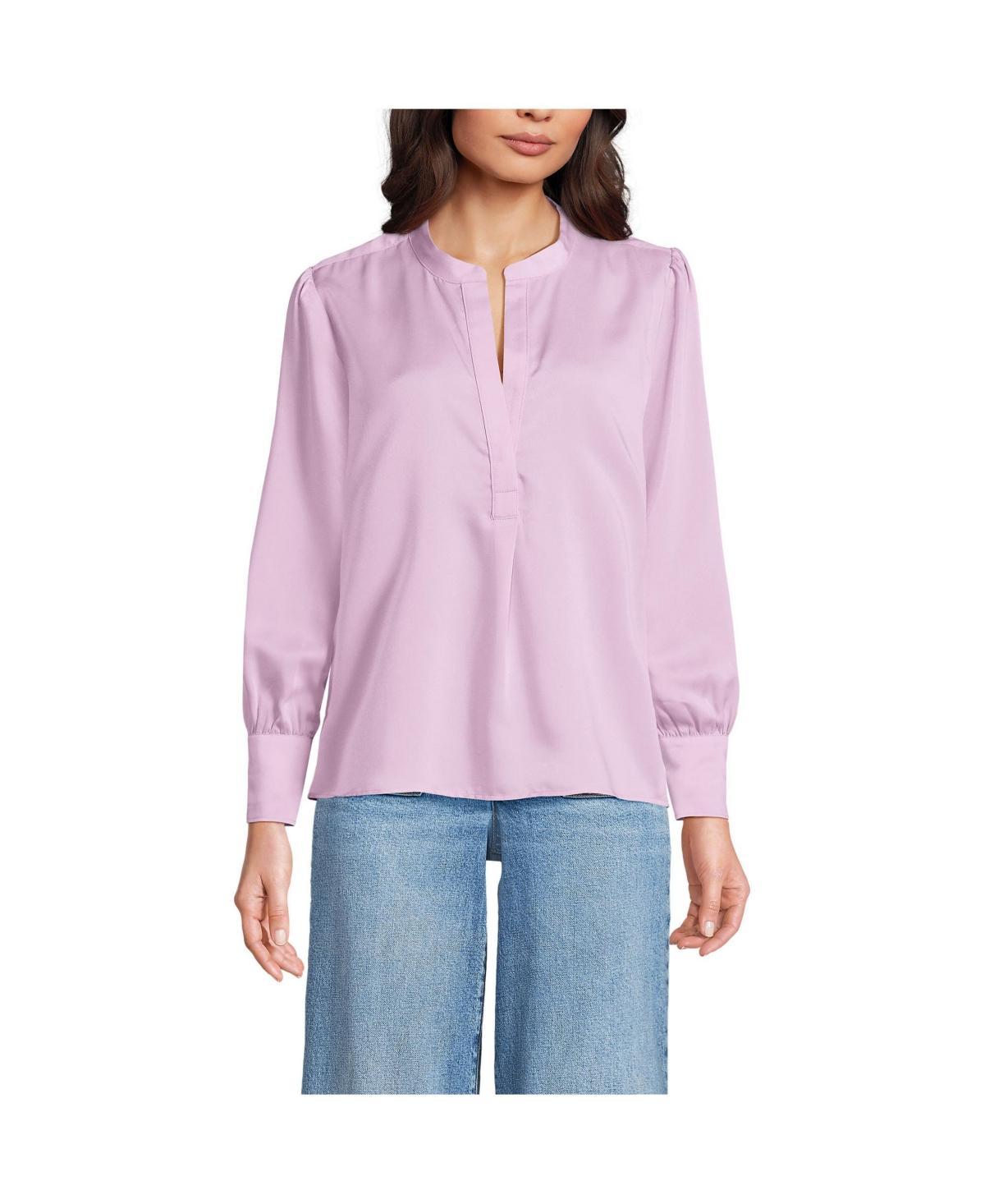 Women's Lands' End Satin Popover Shirt, Size: XS, Ivory Product Image