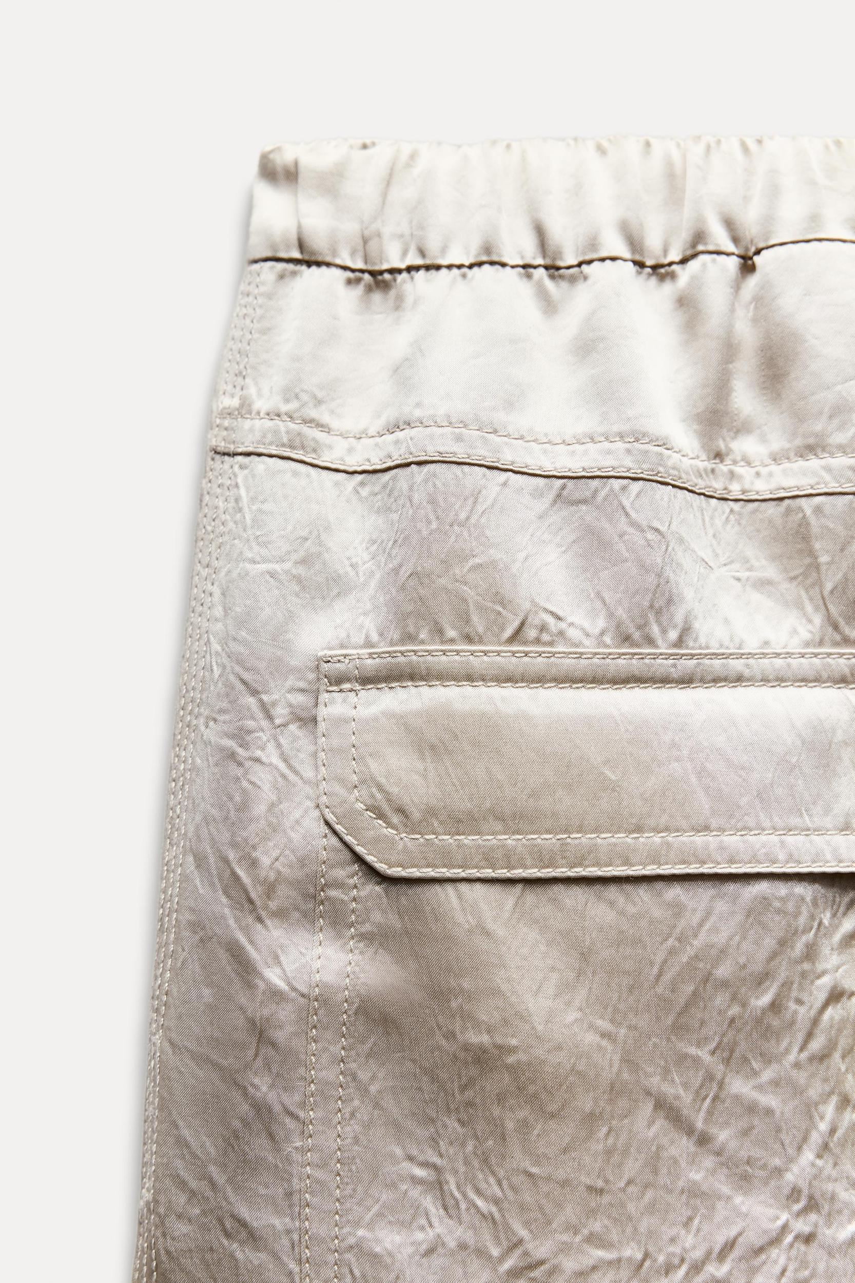 SATIN EFFECT CARGO PANTS ZW COLLECTION Product Image
