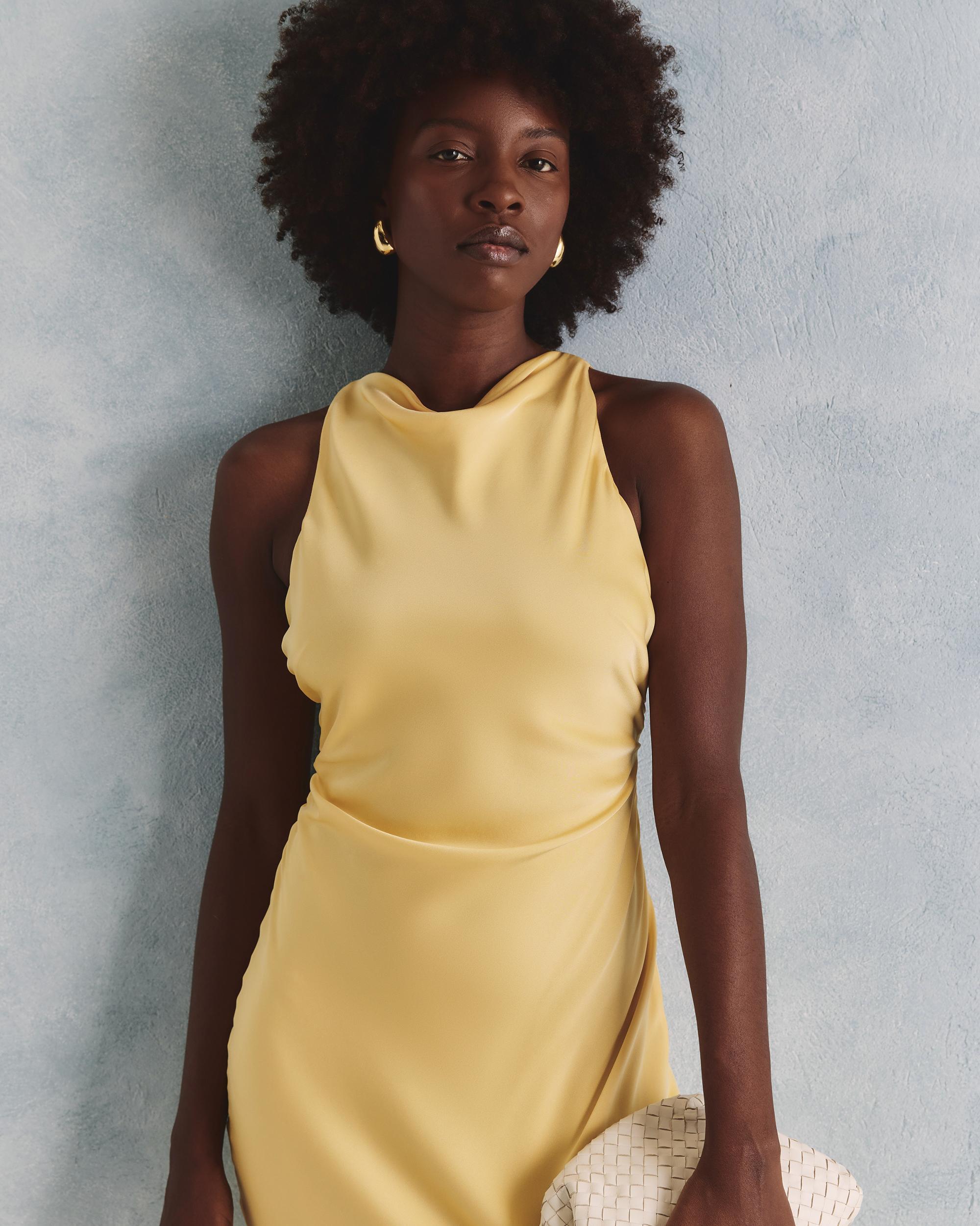 Quince | Women's Washable Stretch Silk High Neck Midi Dress Size XL, Mulberry Silk Product Image