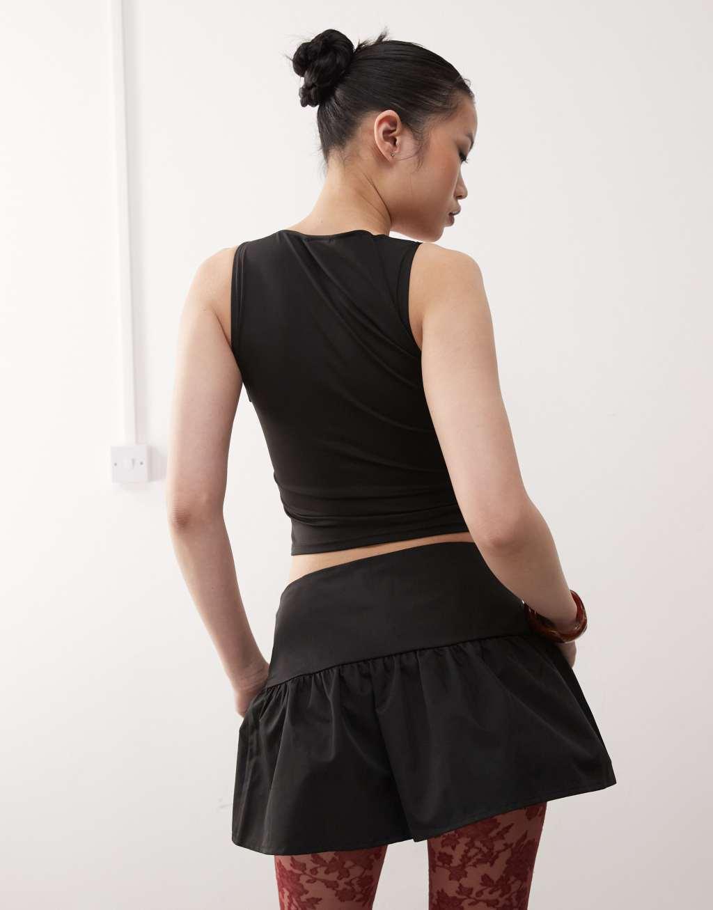 Motel alexia ruched buckle strap top in black Product Image