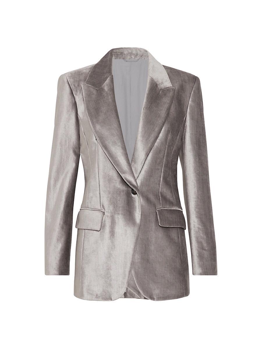Womens Cotton and Viscose Sleek Velvet Blazer Product Image