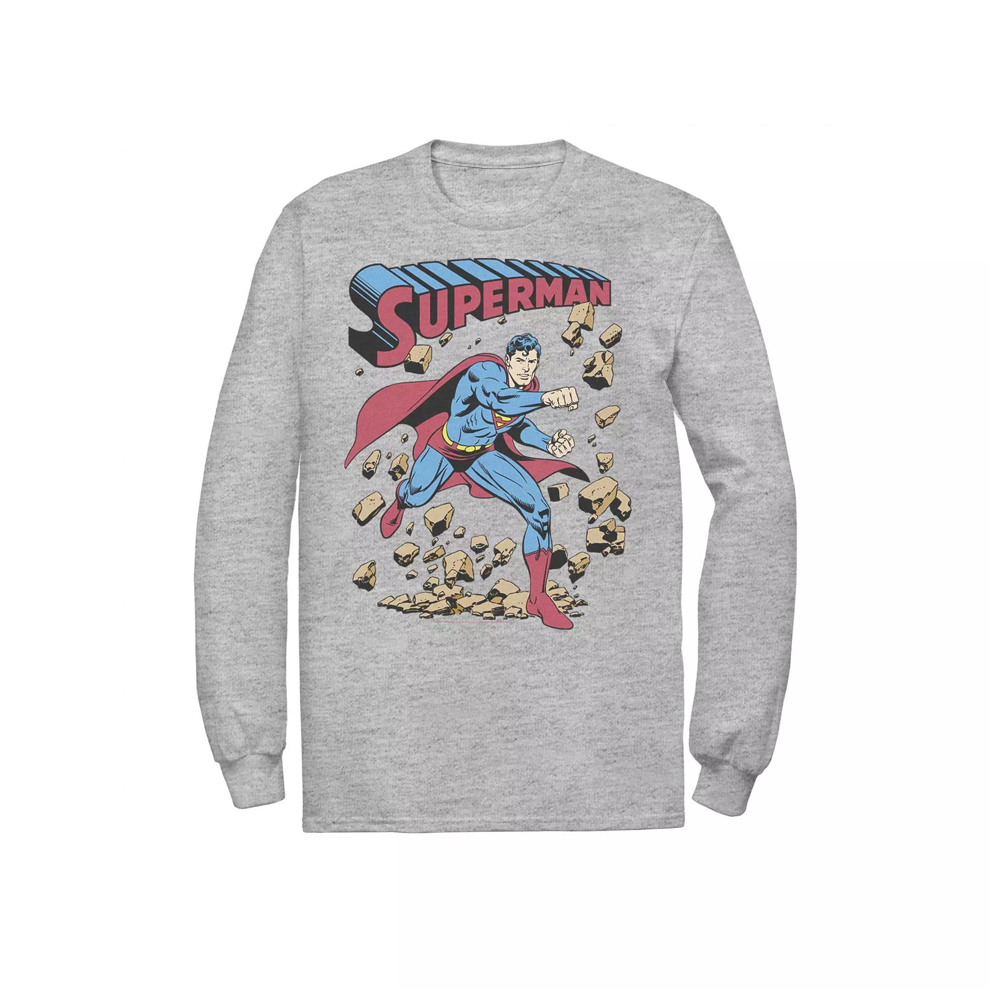 Men's DC Comics Superman Smash Rocks Vintage Poster Tee, Size: Small, Athletic Grey Product Image