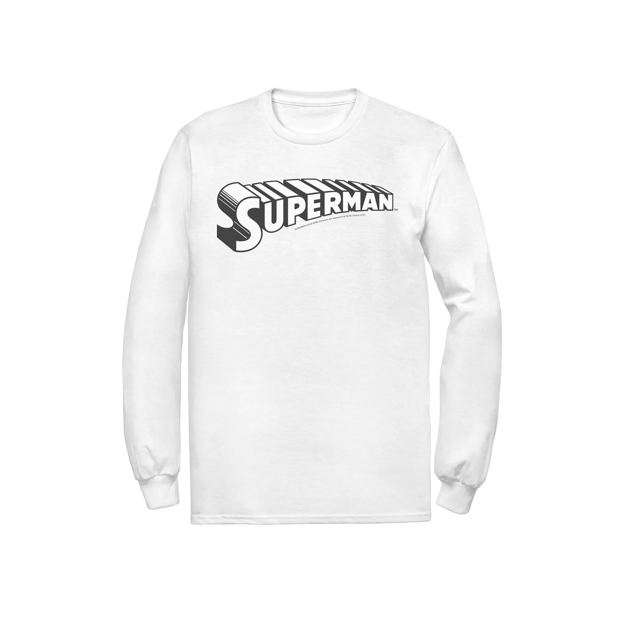 Men's DC Comics Superman Black & White Text Chest Logo Tee, Size: Medium Product Image