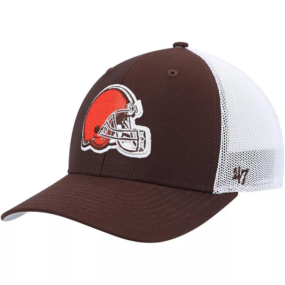 Men's '47 Brown/White Cleveland Browns Trophy Trucker Flex Hat, Size: Small/Medium Product Image