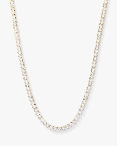 Not Your Basic Tennis Necklace 18" - Gold|White Diamondettes Product Image