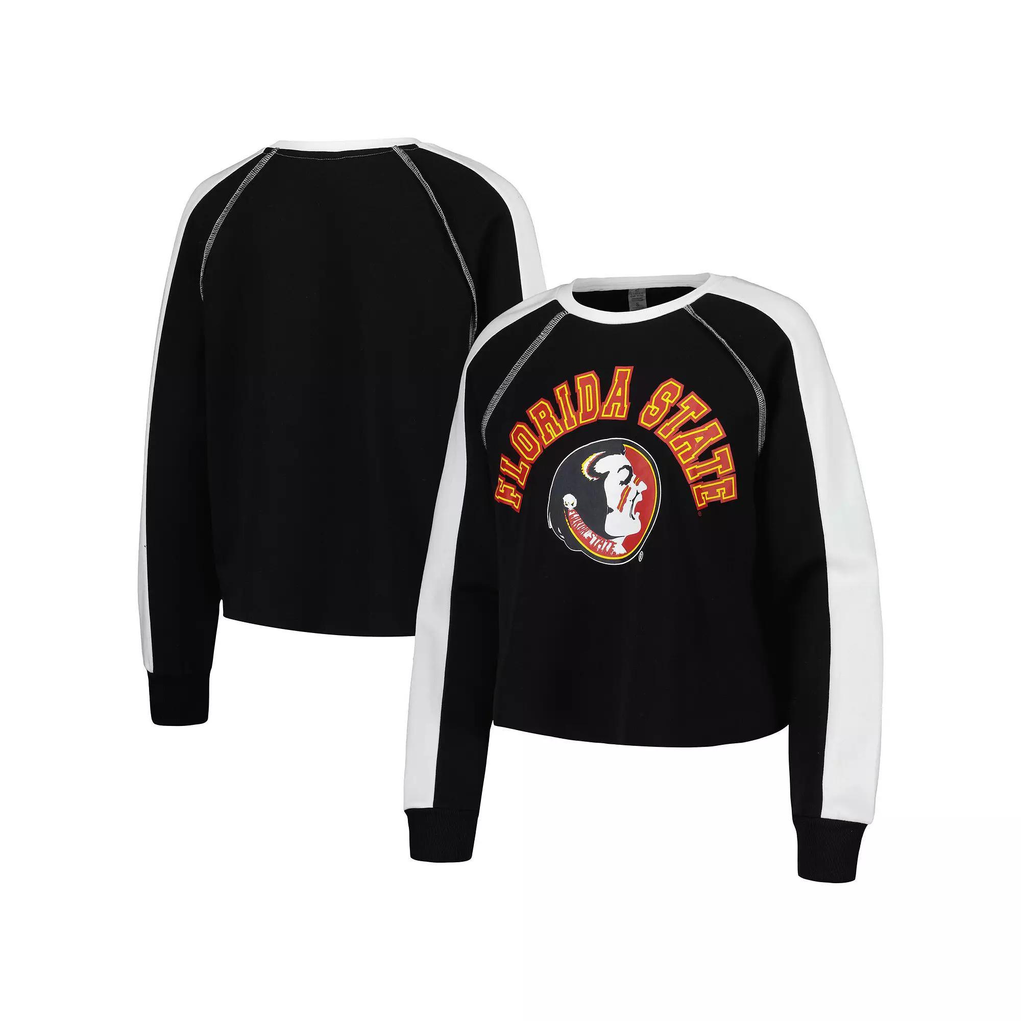 Women's Gameday Couture Black Florida State Seminoles Blindside Raglan��Cropped Pullover Sweatshirt, Size: XL Product Image