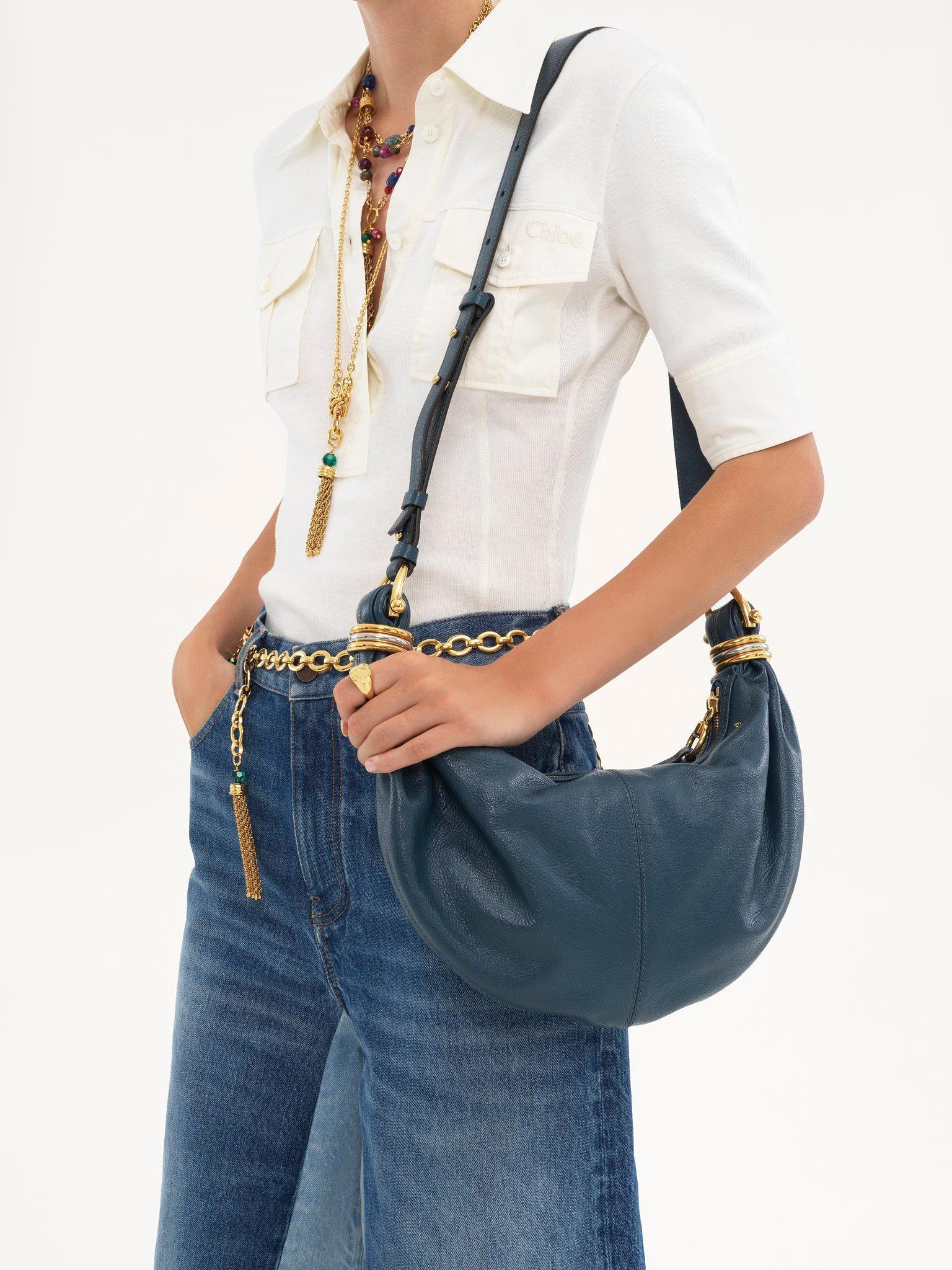 Small Bracelet hobo bag in grained leather Product Image