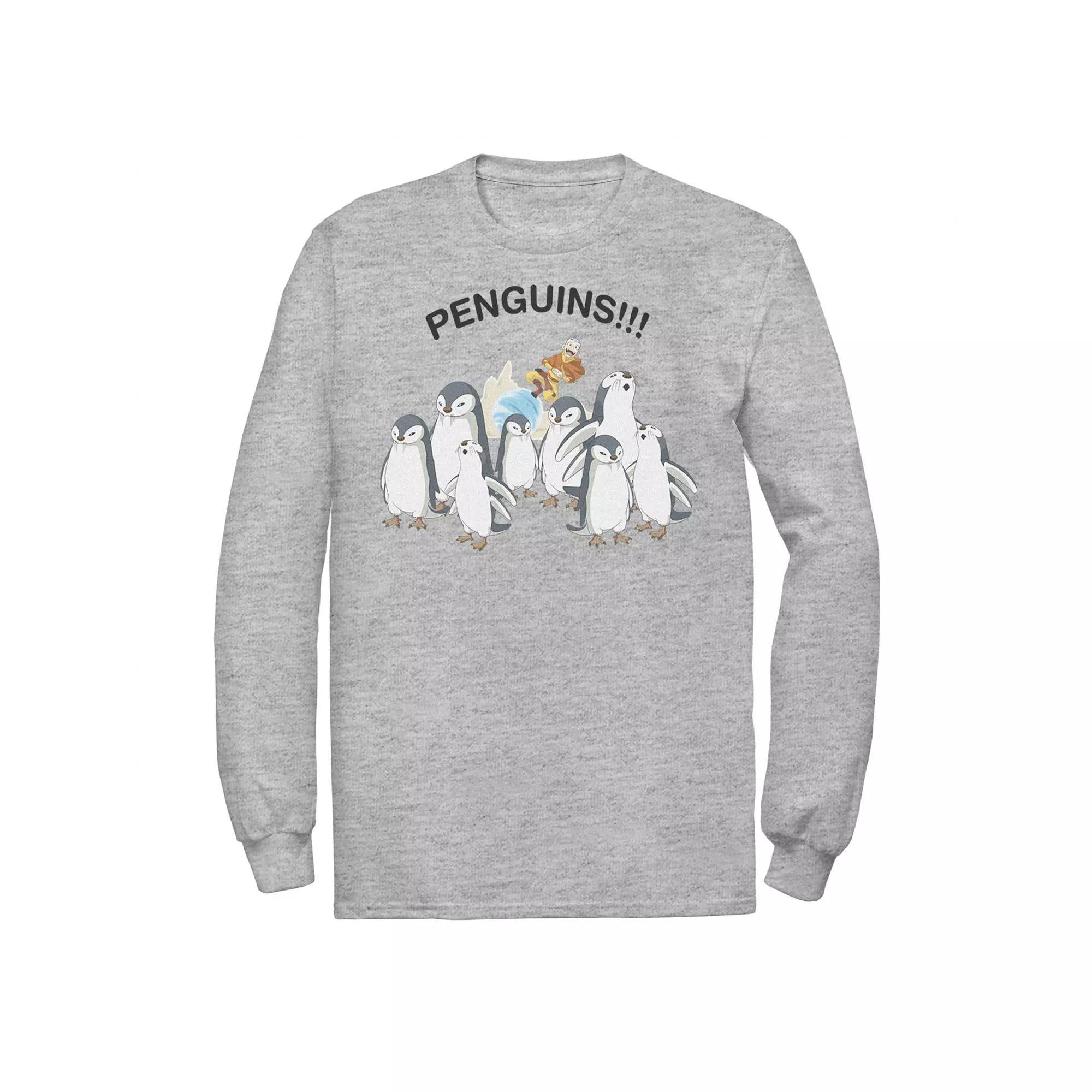 Men's Nickelodeon Avatar The Last Airbender Aang And Penguins!! Portrait Tee, Boy's, Size: Small, White Product Image
