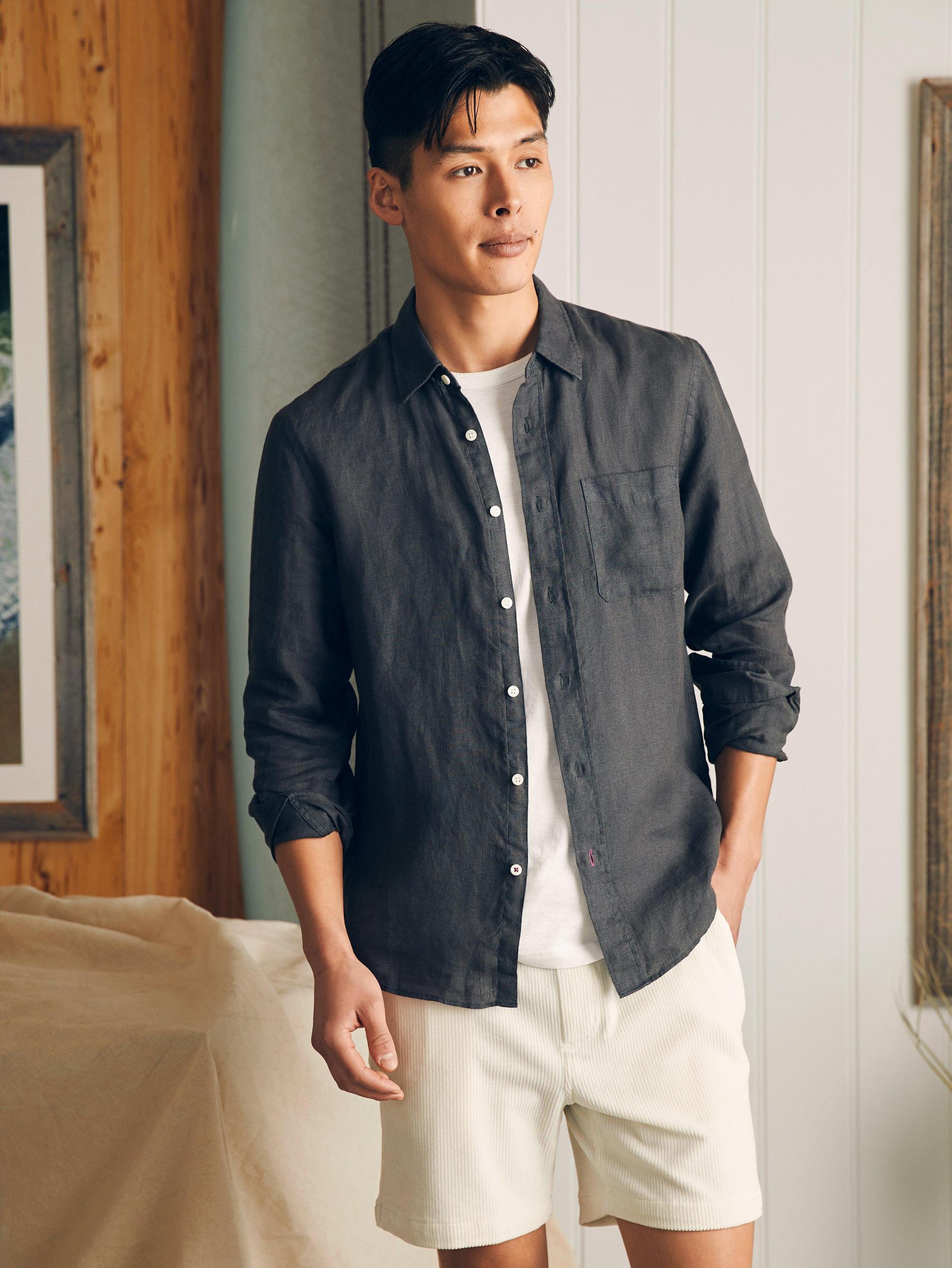 Laguna Linen Shirt - Washed Black Male Product Image