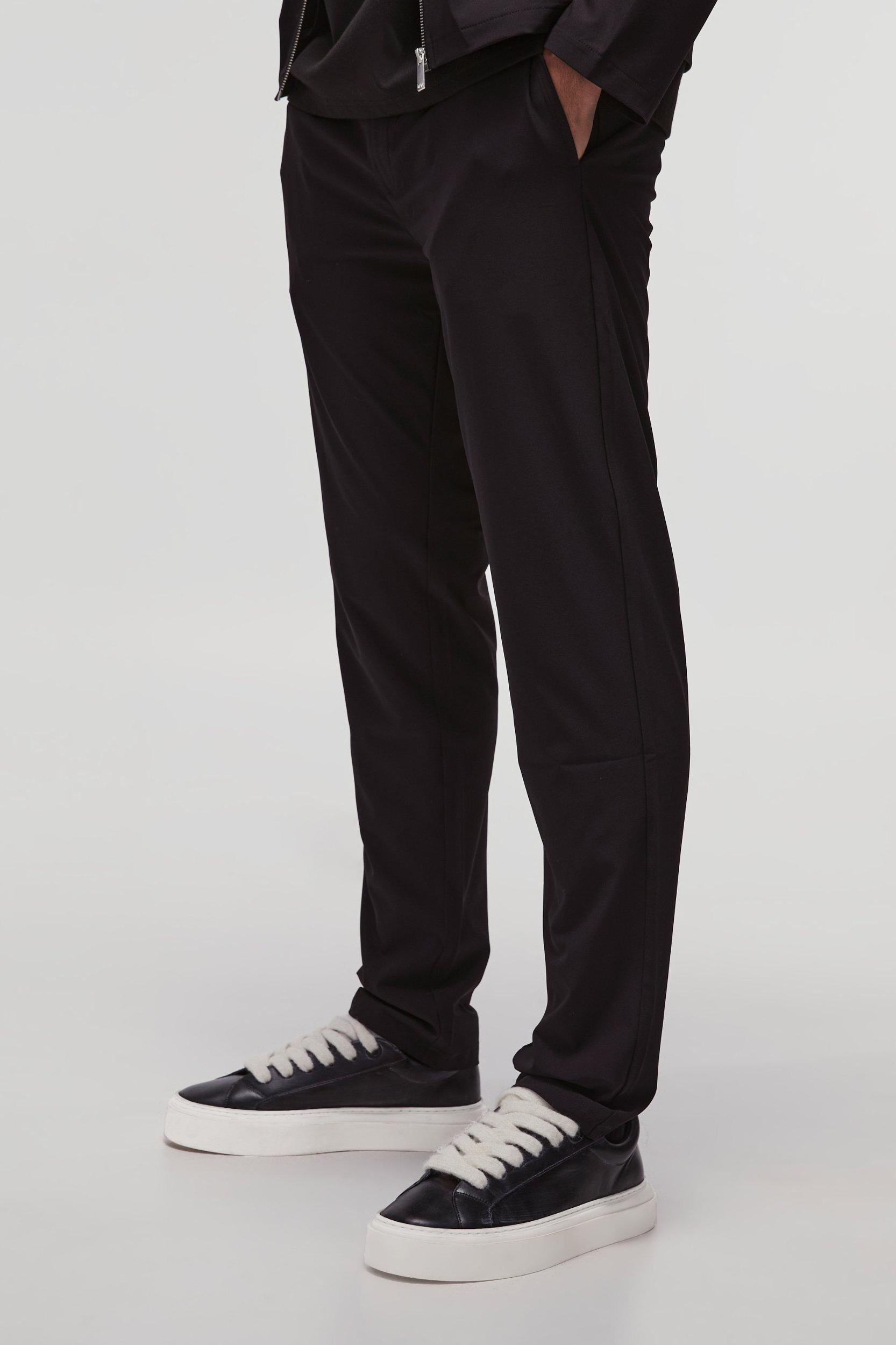 Mens Black Slim Fit Technical Stretch Homme Fixed Waist Trouser, Black Product Image