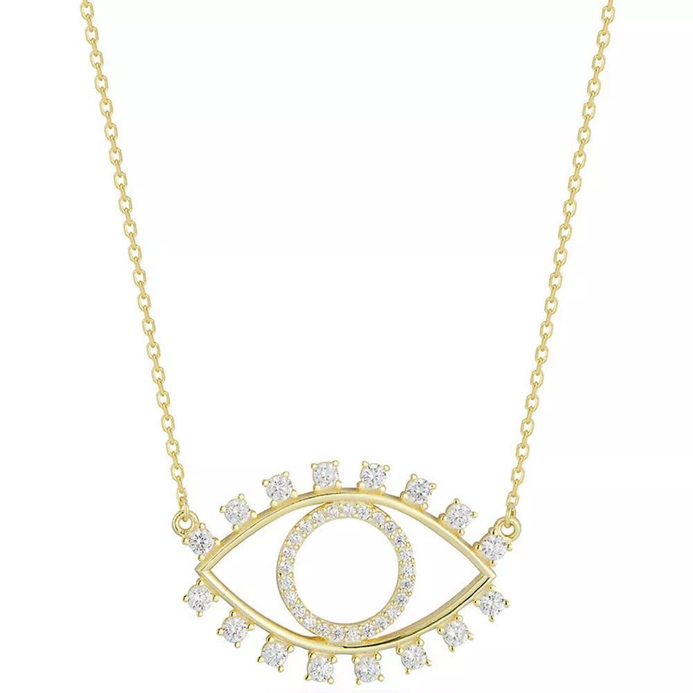 Sunkissed Sterling Cubic Zirconia Open Evil Eye Necklace, Women's, Size: 18", Gold Tone Product Image