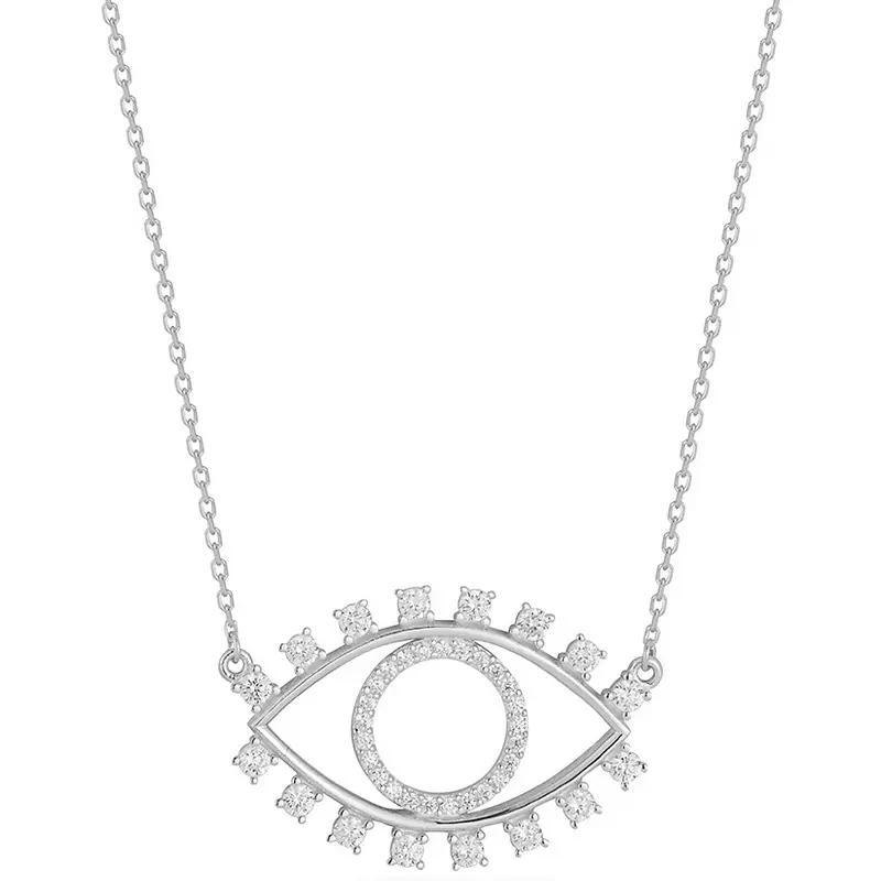 Sunkissed Sterling Cubic Zirconia Open Evil Eye Necklace, Women's, Size: 18", Gold Tone Product Image