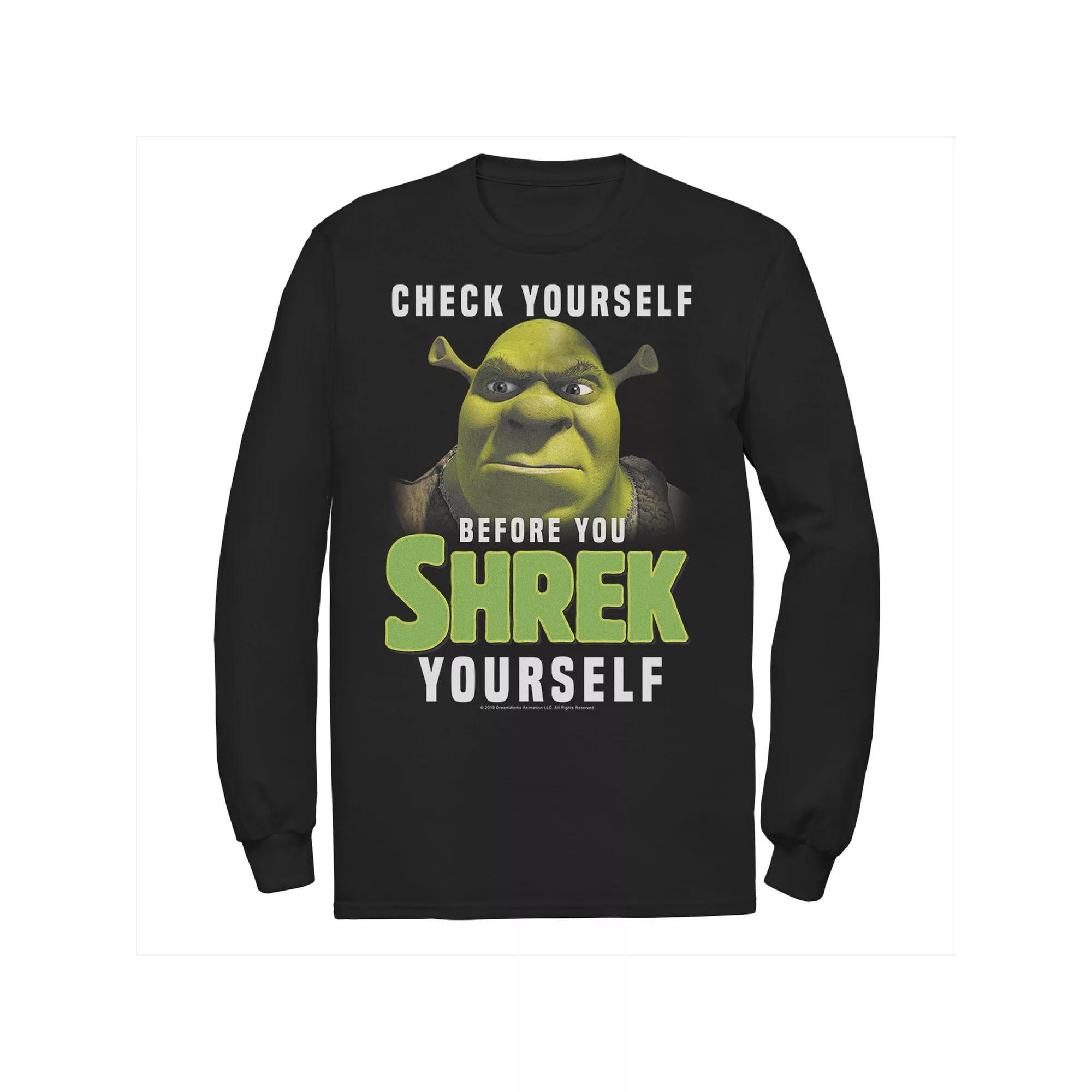 Men's Shrek Check Yourself Before You Shrek Yourself Tee, Size: Large, Black Product Image