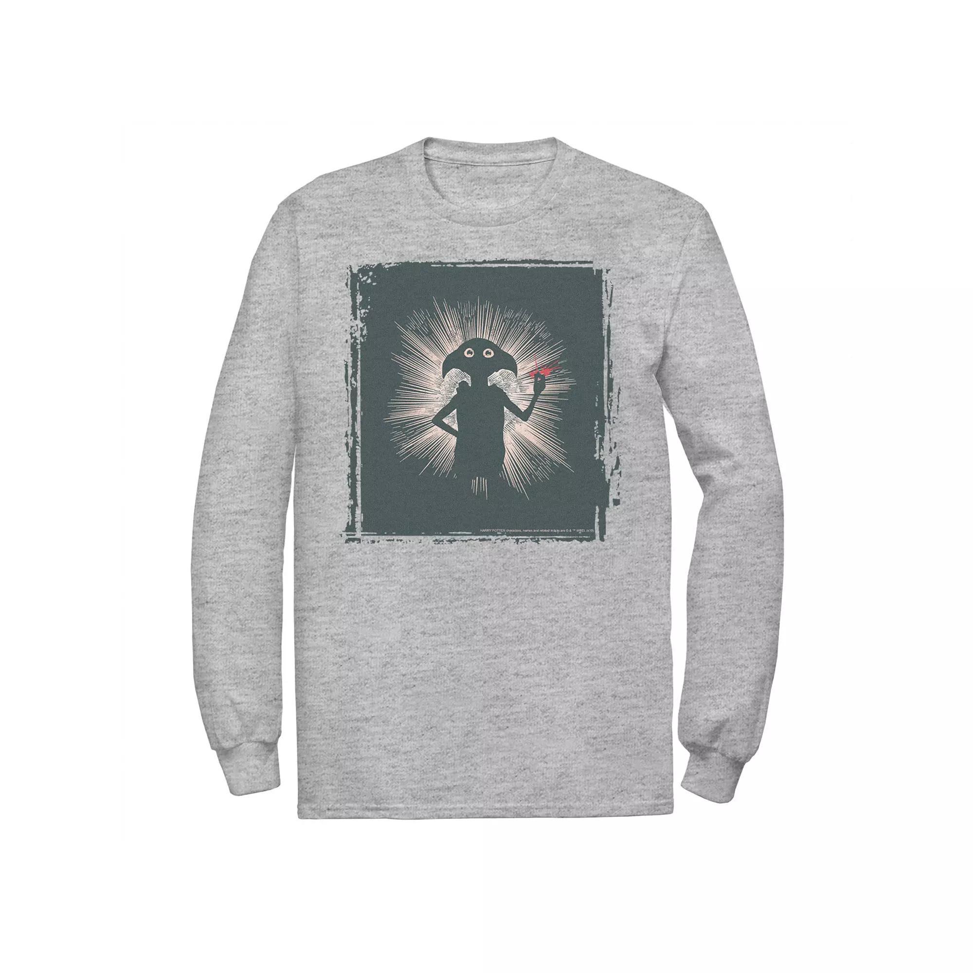Men's Harry Potter Dobby Magical Snap Silhouette Long Sleeve Graphic Tee, Size: Medium, Athletic Grey Product Image