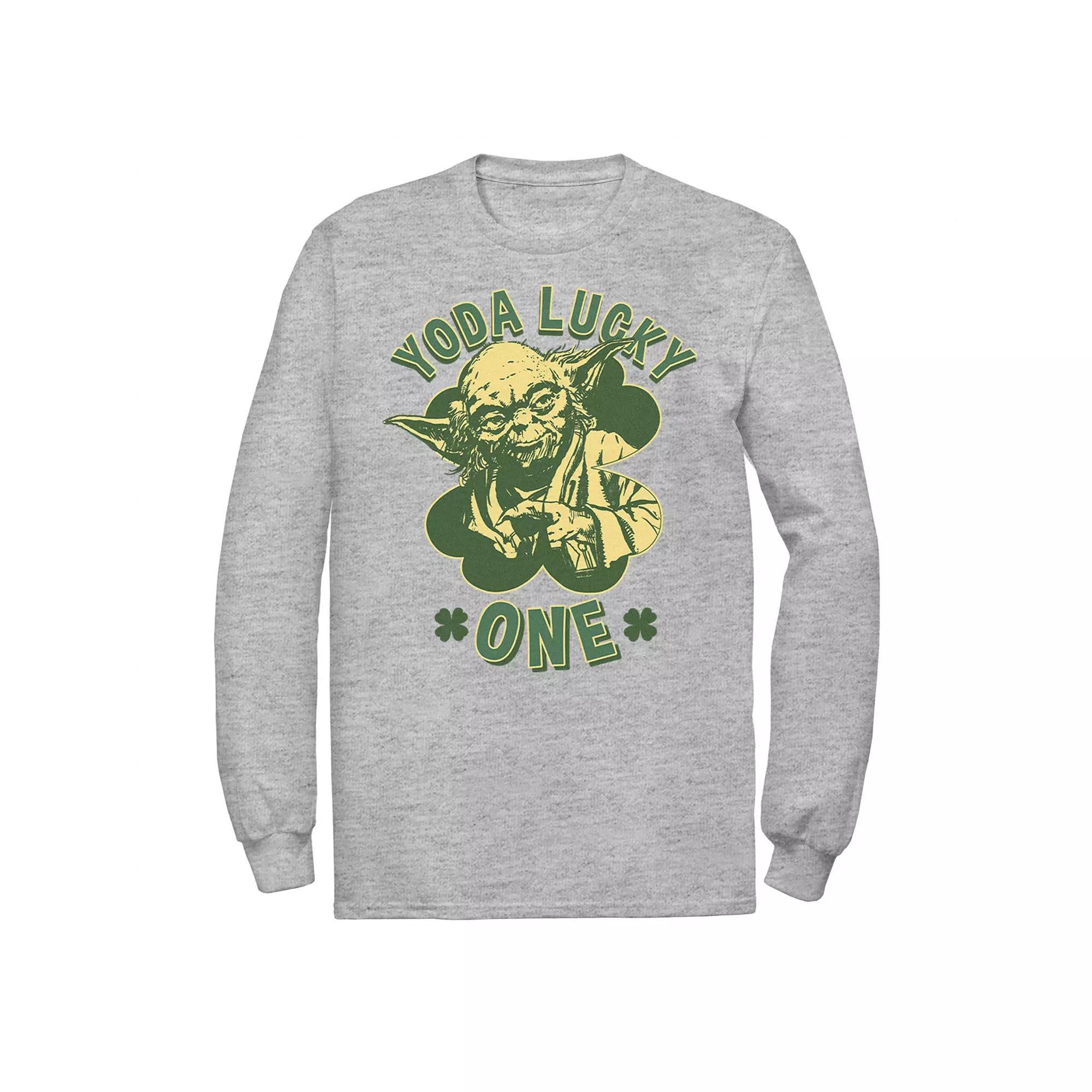 Men's Star Wars Yoda Lucky One Retro St Patrick's Day Tee, Size: Large, Athletic Grey Product Image