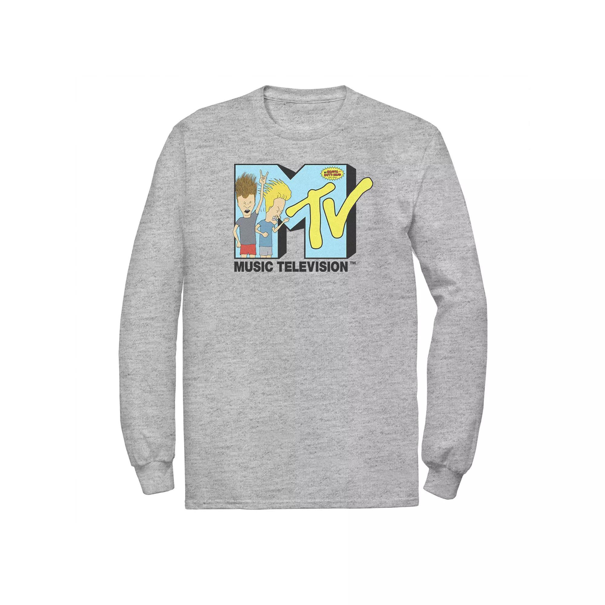 Mens Mtv Headbangers Rock Logo Tee Athletic Grey Product Image