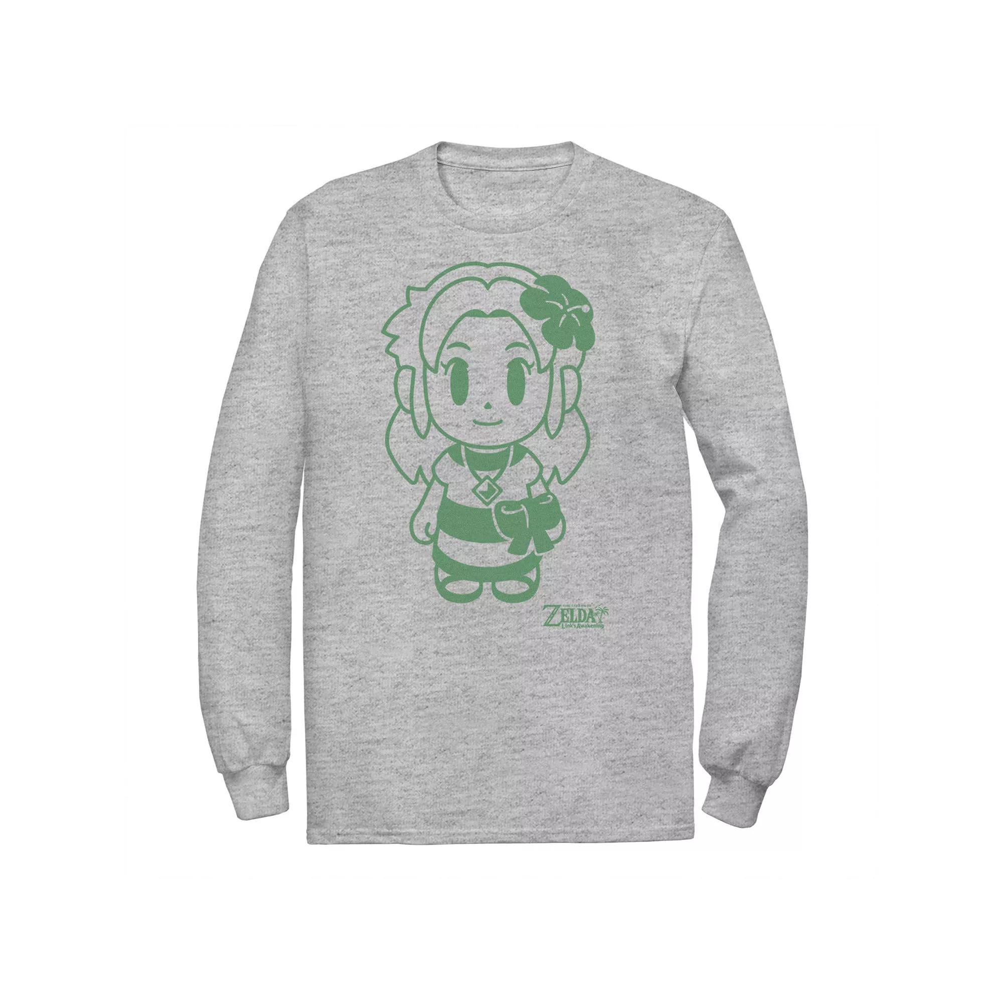 Men's Nintendo Legend Of Zelda Links Awakening Marin Green Outline Portrait Tee, Size: XXL, Athletic Grey Product Image
