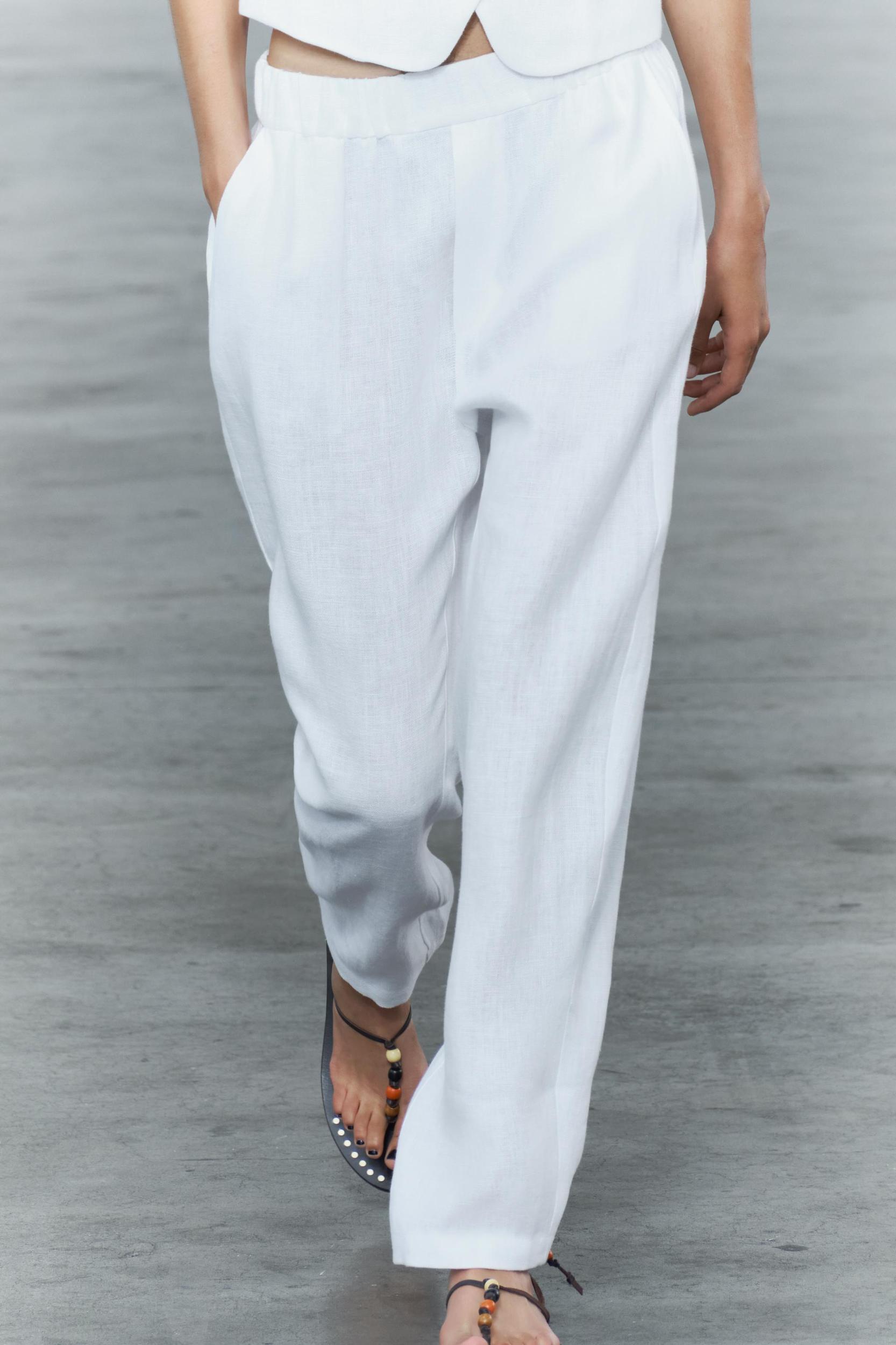 100% LINEN PAJAMA PANTS ZW COLLECTION Product Image