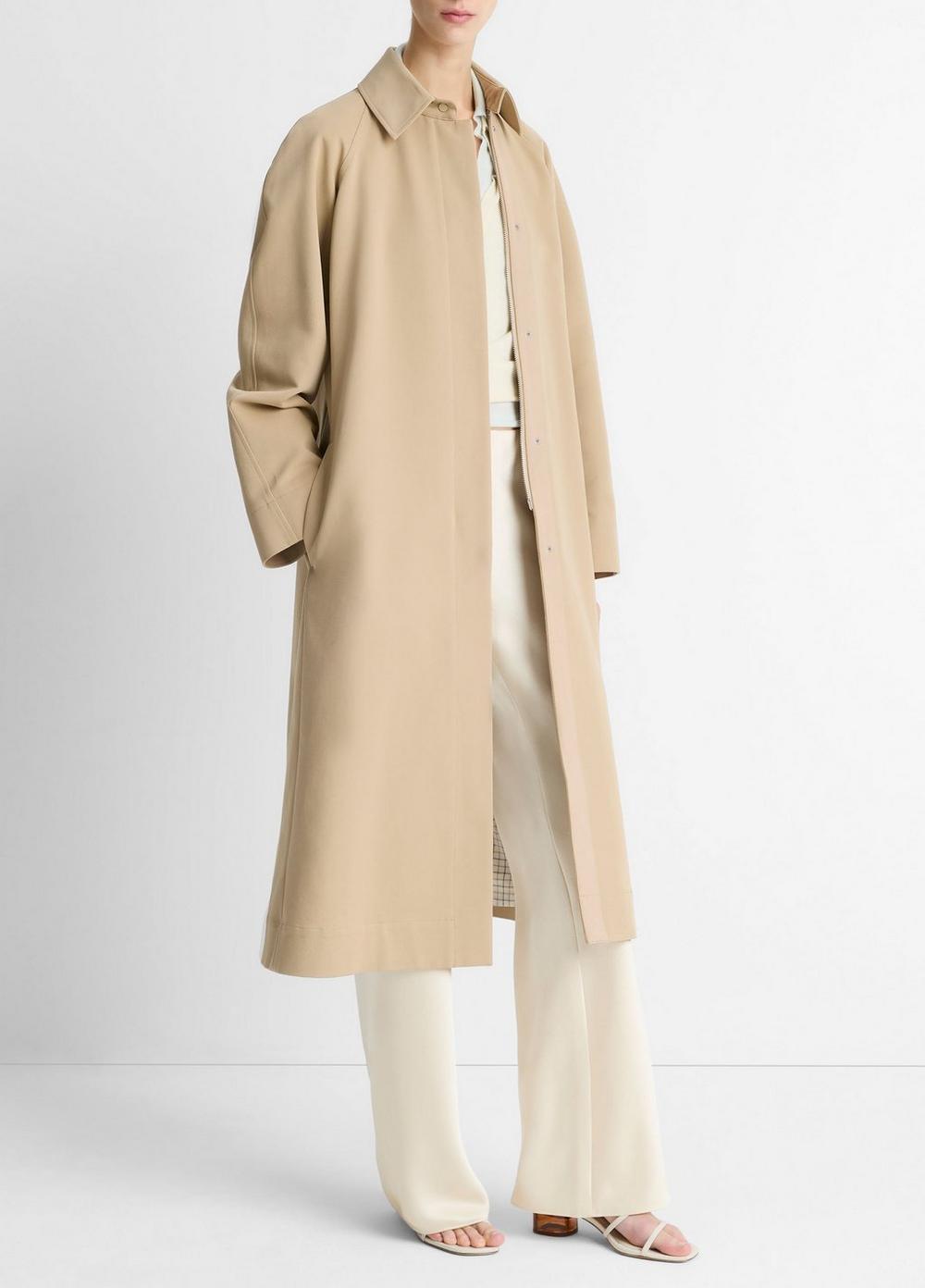 Womens Cotton Utility Trench Coat, Sandbar, Size L Vince Product Image