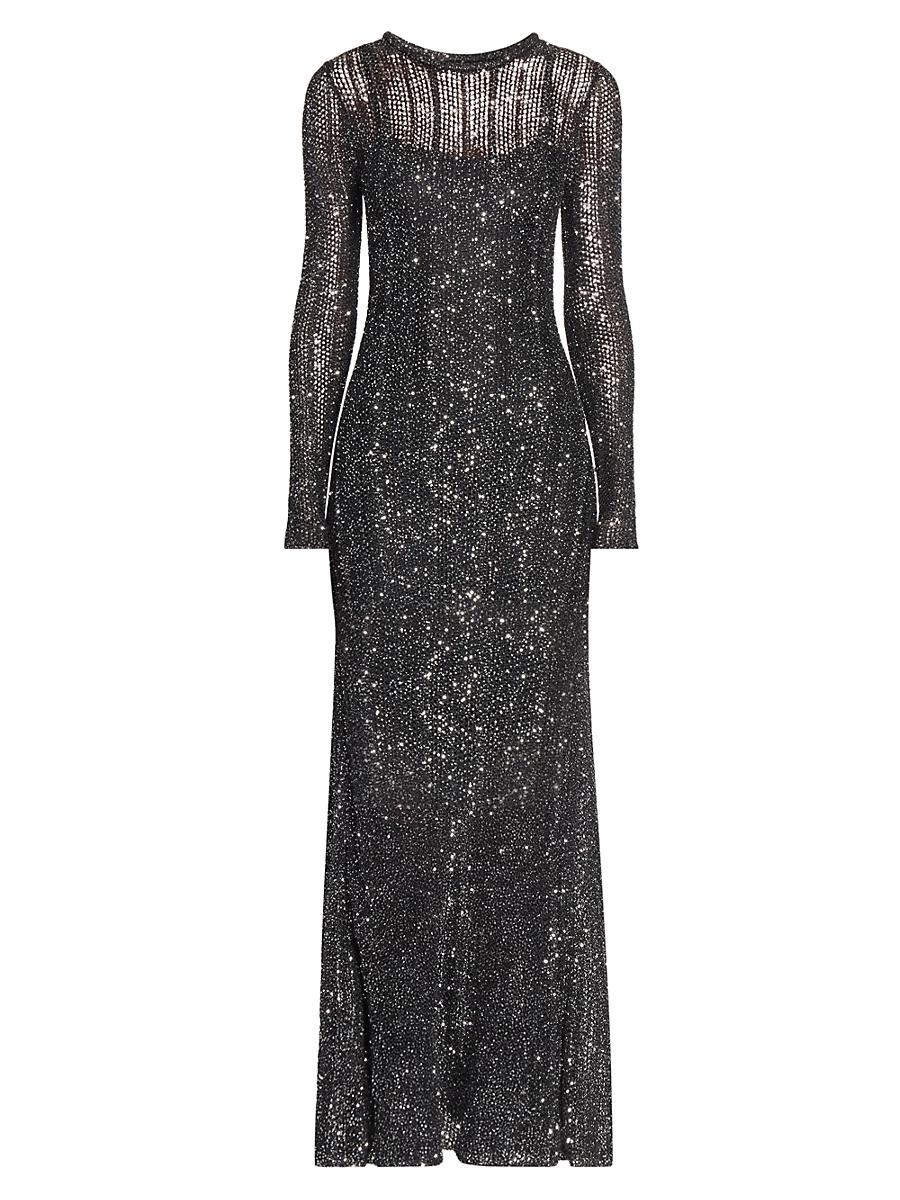 Womens Sequined Long-Sleeve Gown Product Image