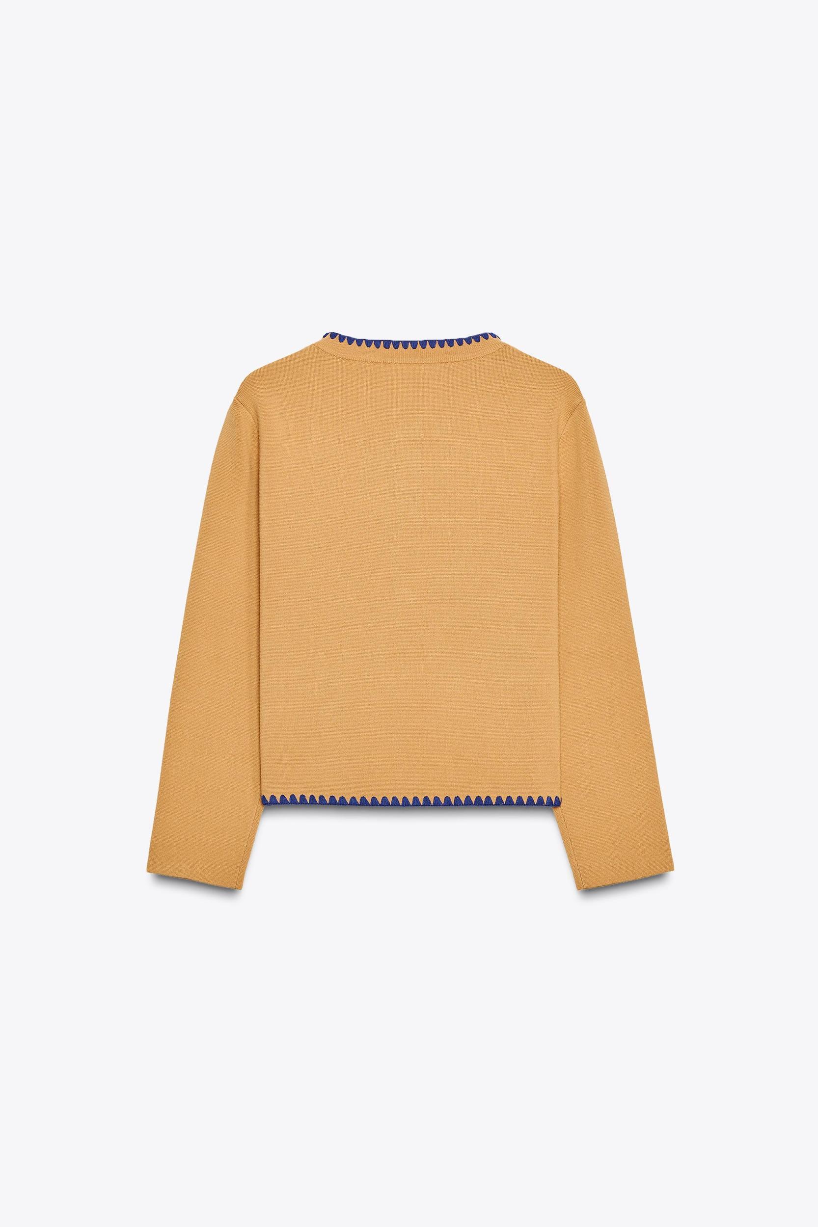 CONTRAST EMBROIDERY KNIT CARDIGAN Product Image