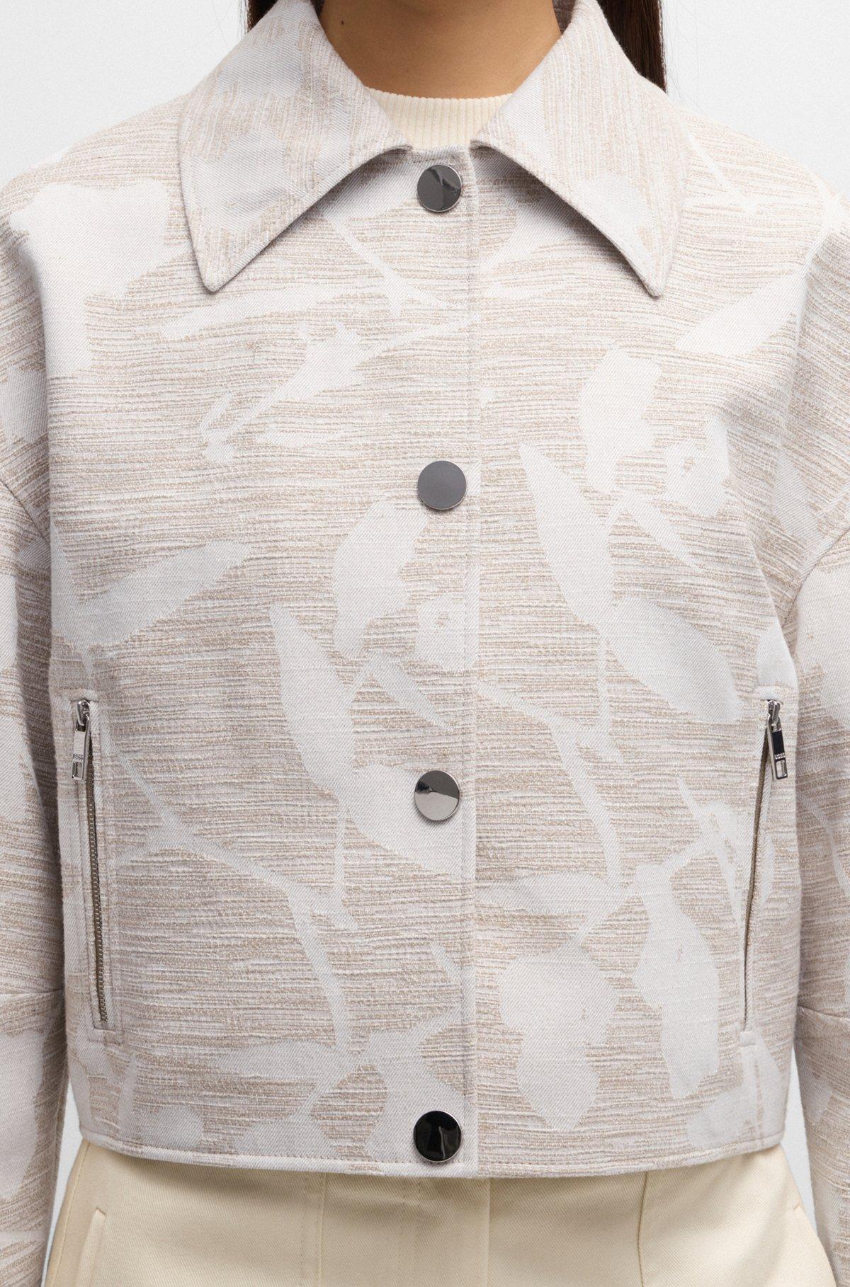 BOSS - Relaxed-fit blazer with floral structure - Beige Product Image