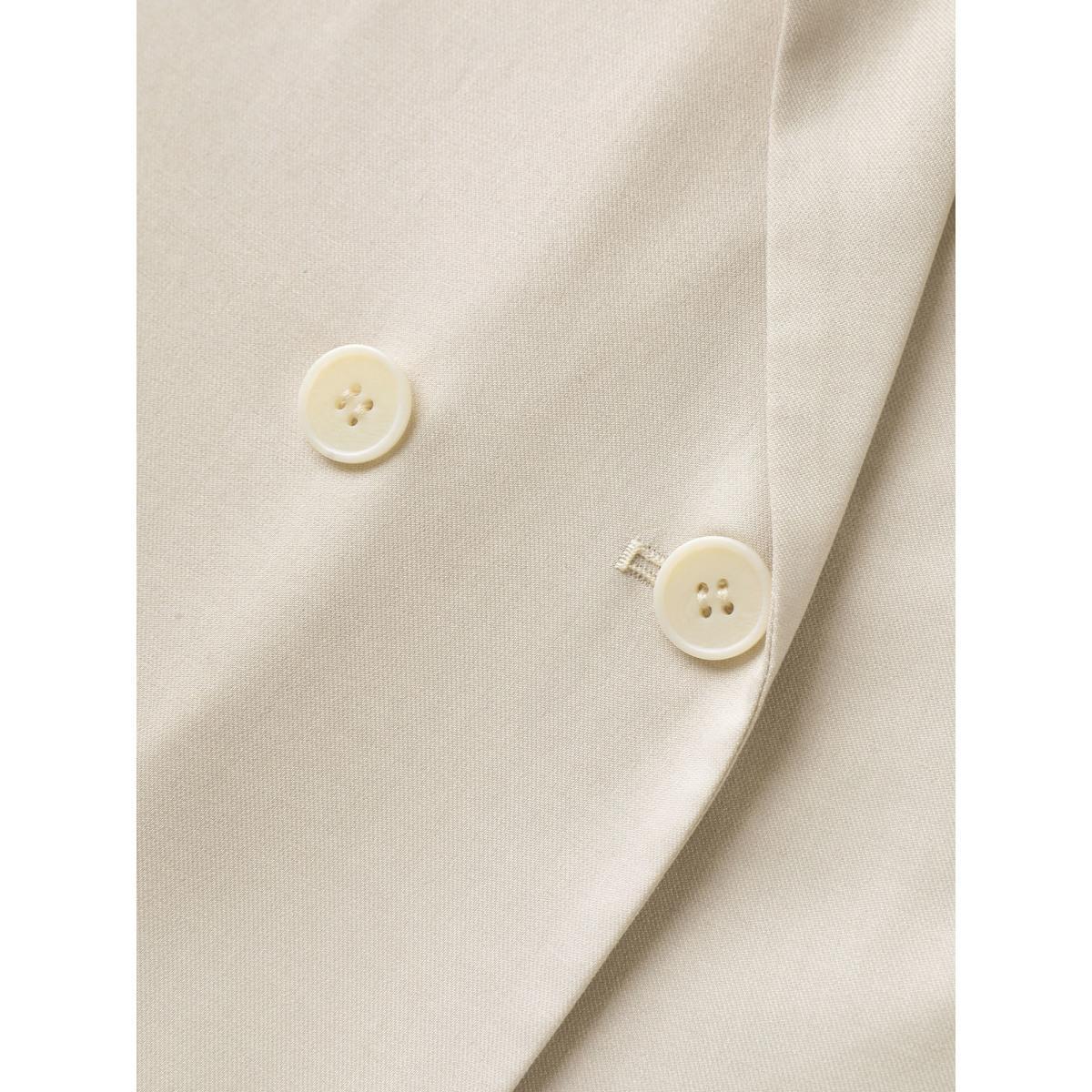 Plus Size Short Sleeve Pockets Solid Blazer Apricot Women Work Button Sleeve Short sleeve Suit Collar 30/6X Open pocket with flap Blazers BloomChic Product Image