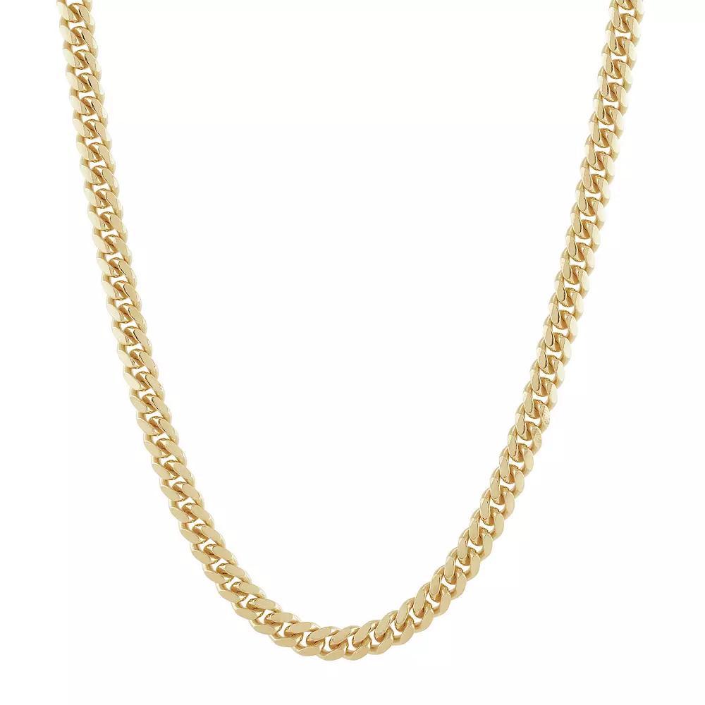 Everlasting Silver Gold Over Silver Solid Cuban Chain Necklace, Women's, Size: 22", Gold Tone Product Image
